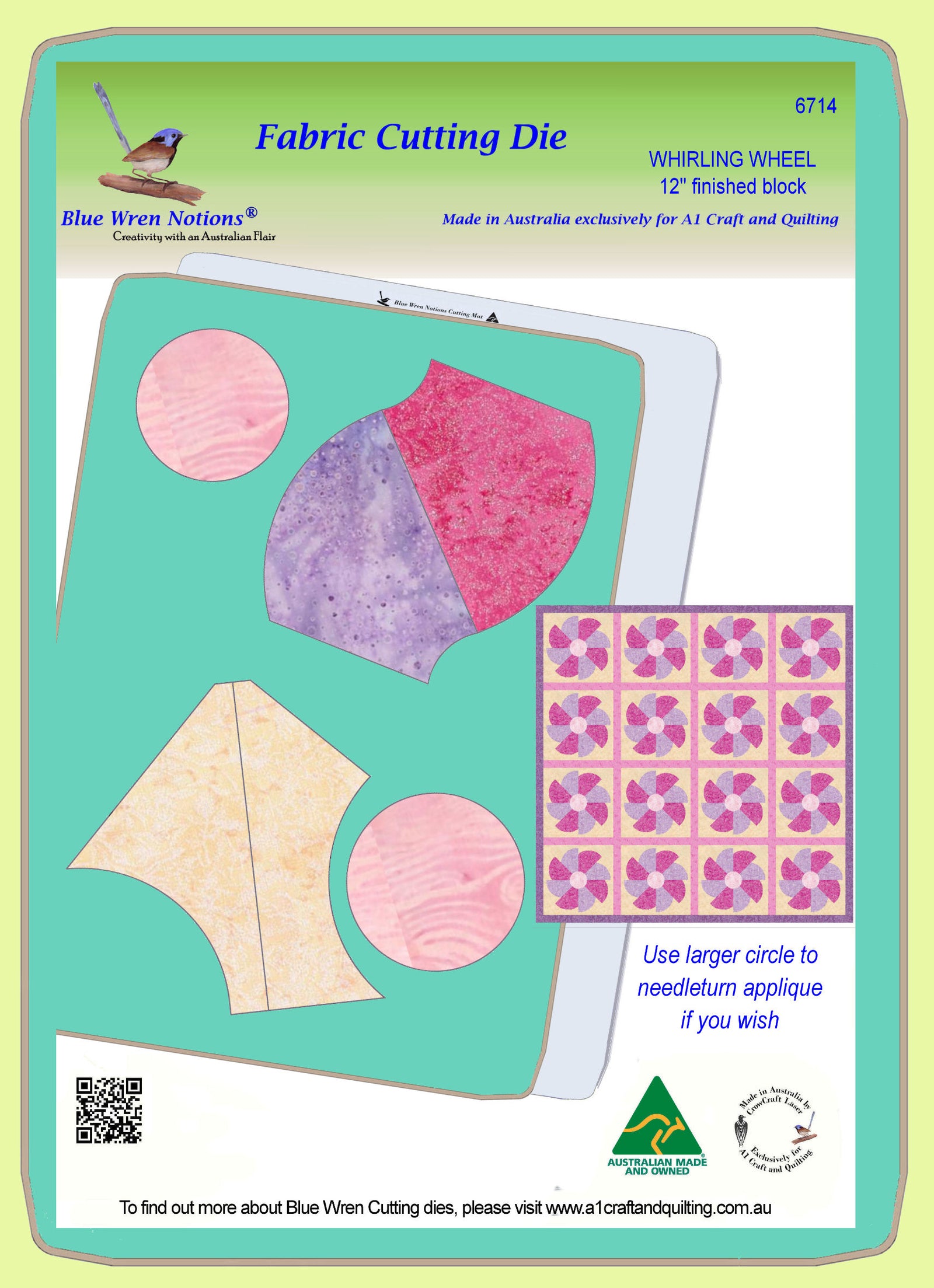 Whirling Wheel - 12" finished block - 6714 - Mat and instructions included