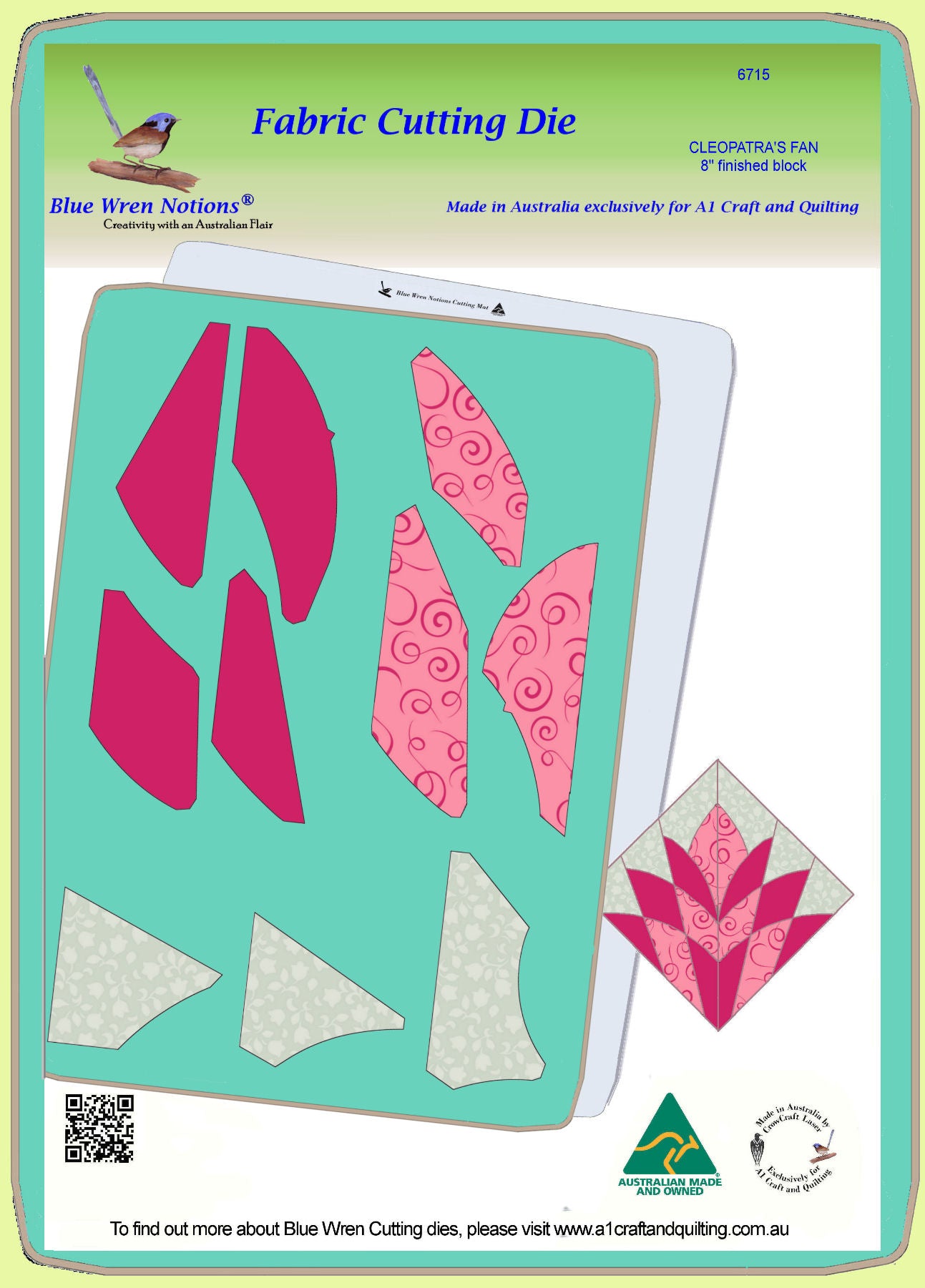 Cleopatra's Fan - 8" finished block - 6715 - Mat and instructions included