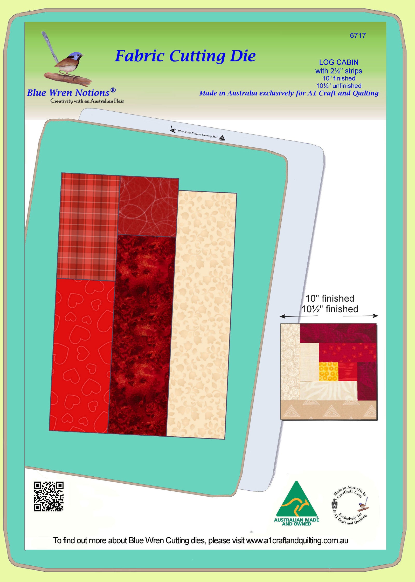 Log Cabin base, 10" finished block - 6717 - Mat included