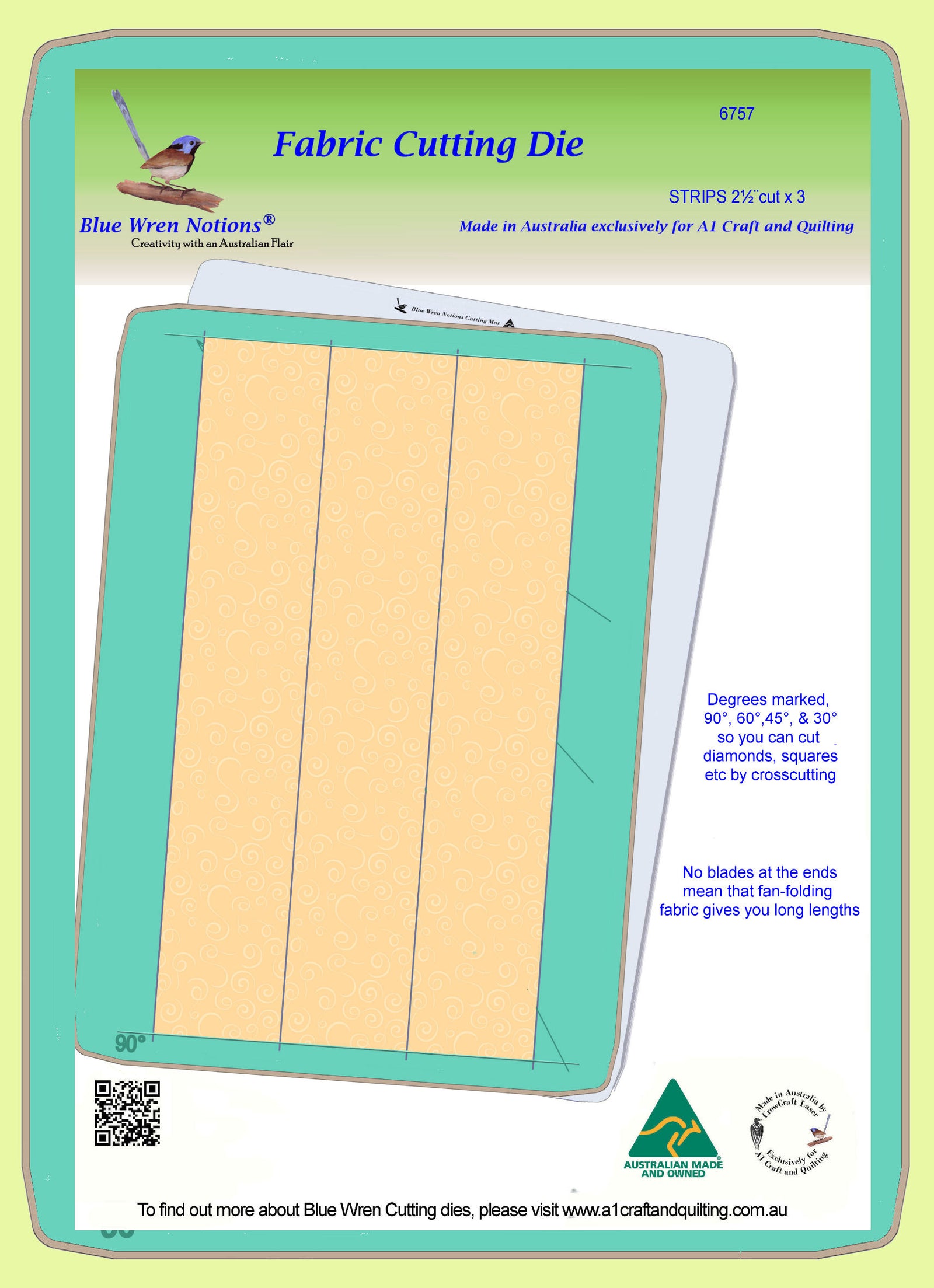 Strip Cutter - 2 1/2" x 3 on die -6727, Mat Included!