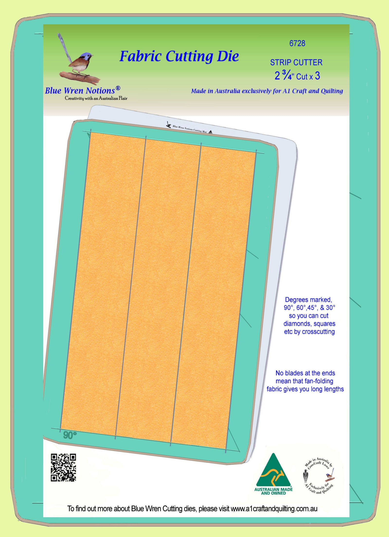 Strip Cutter - 2 ¾" x 3 on die -6728, Mat Included!