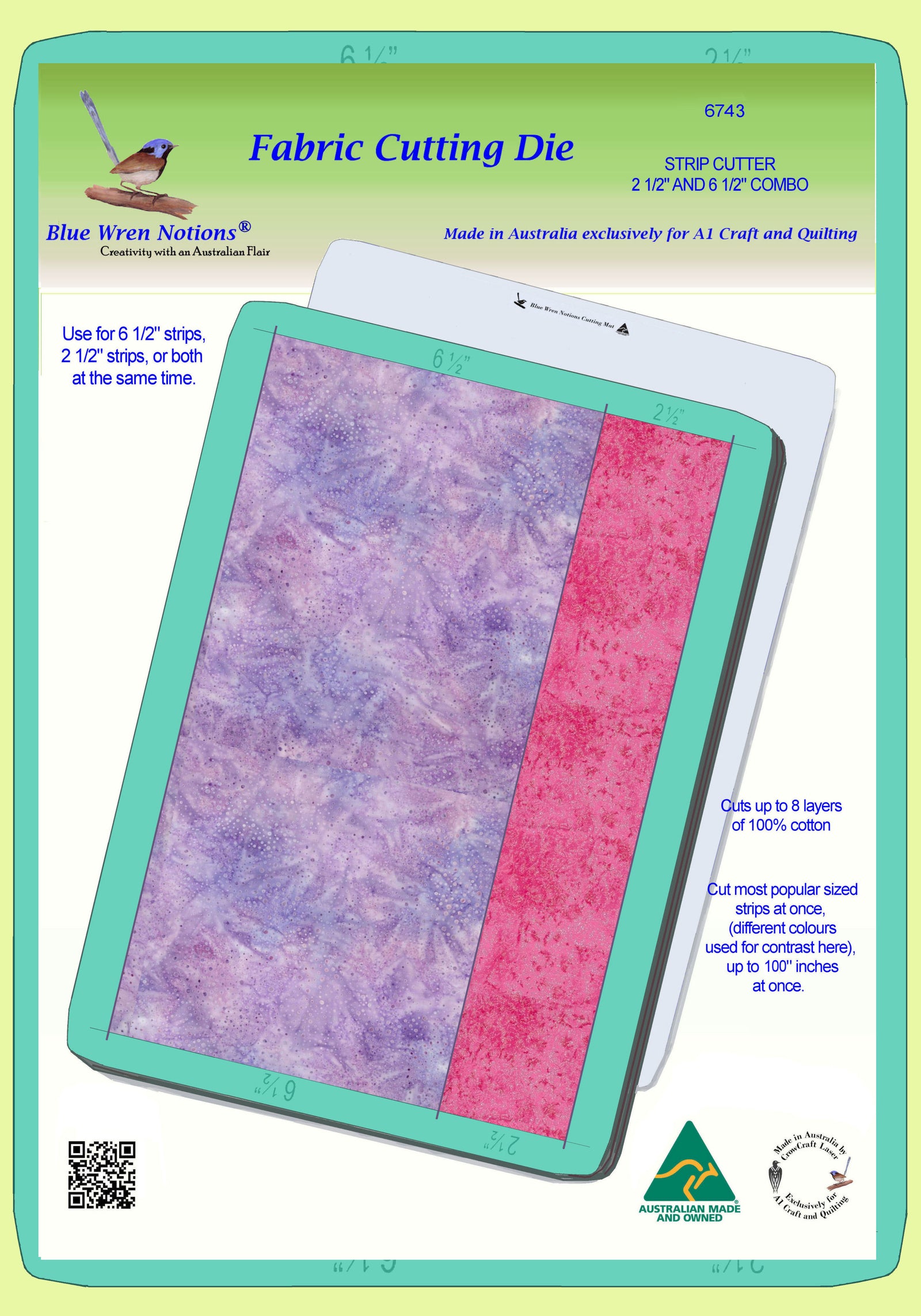 Strip Cutter - 2 1/2" and 6 1/2" Combo - 6743, Mat Included!