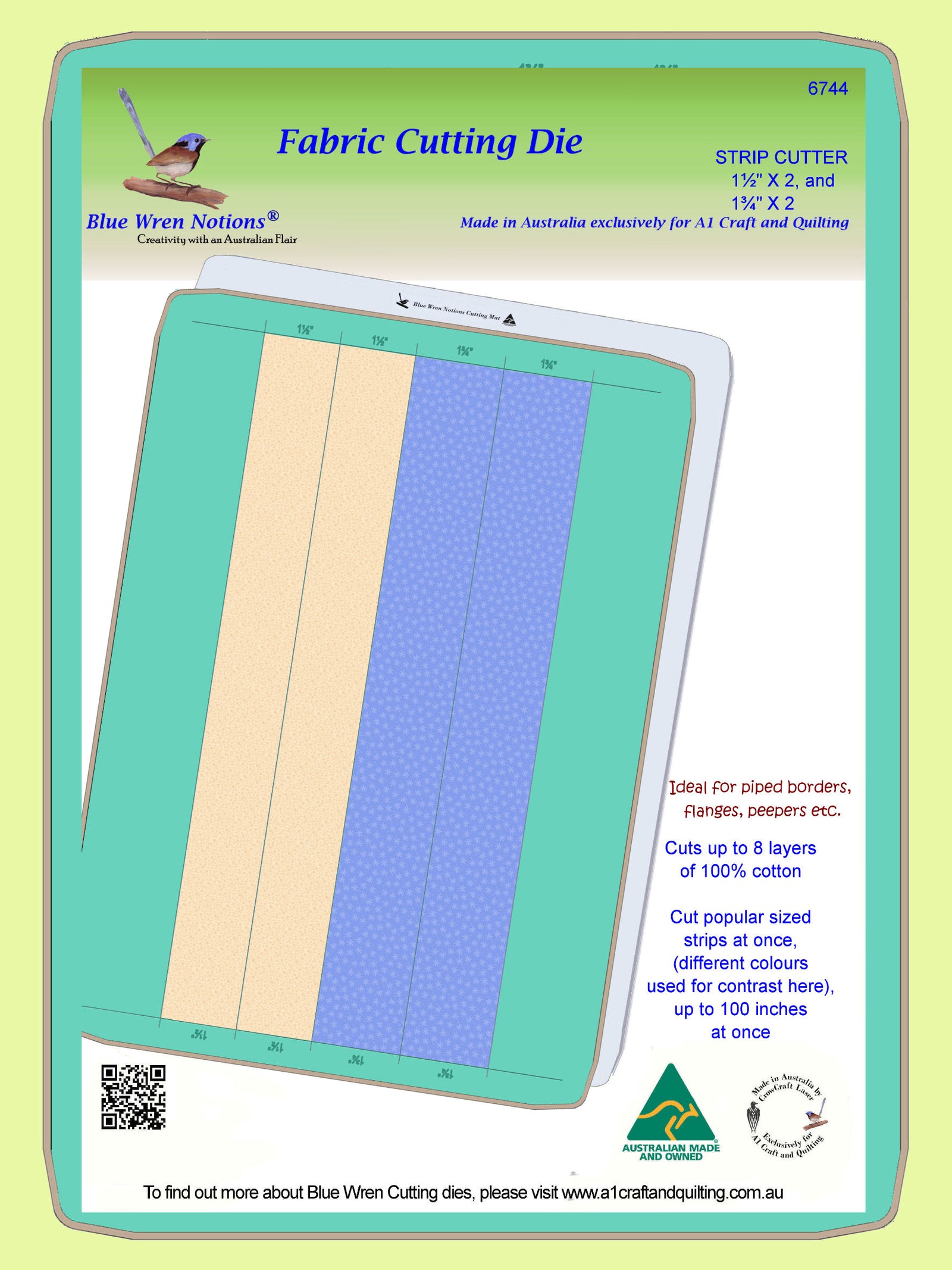 Strip Cutter - 1½" and 1¾"" Combo - 6744, - Mat Included!