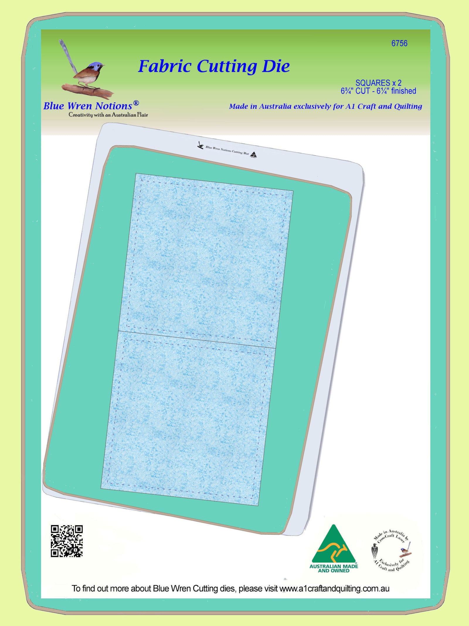 Squares 6¾" cut - 6¼" finished, 2 on die - 6756 - Mat (2015) included.