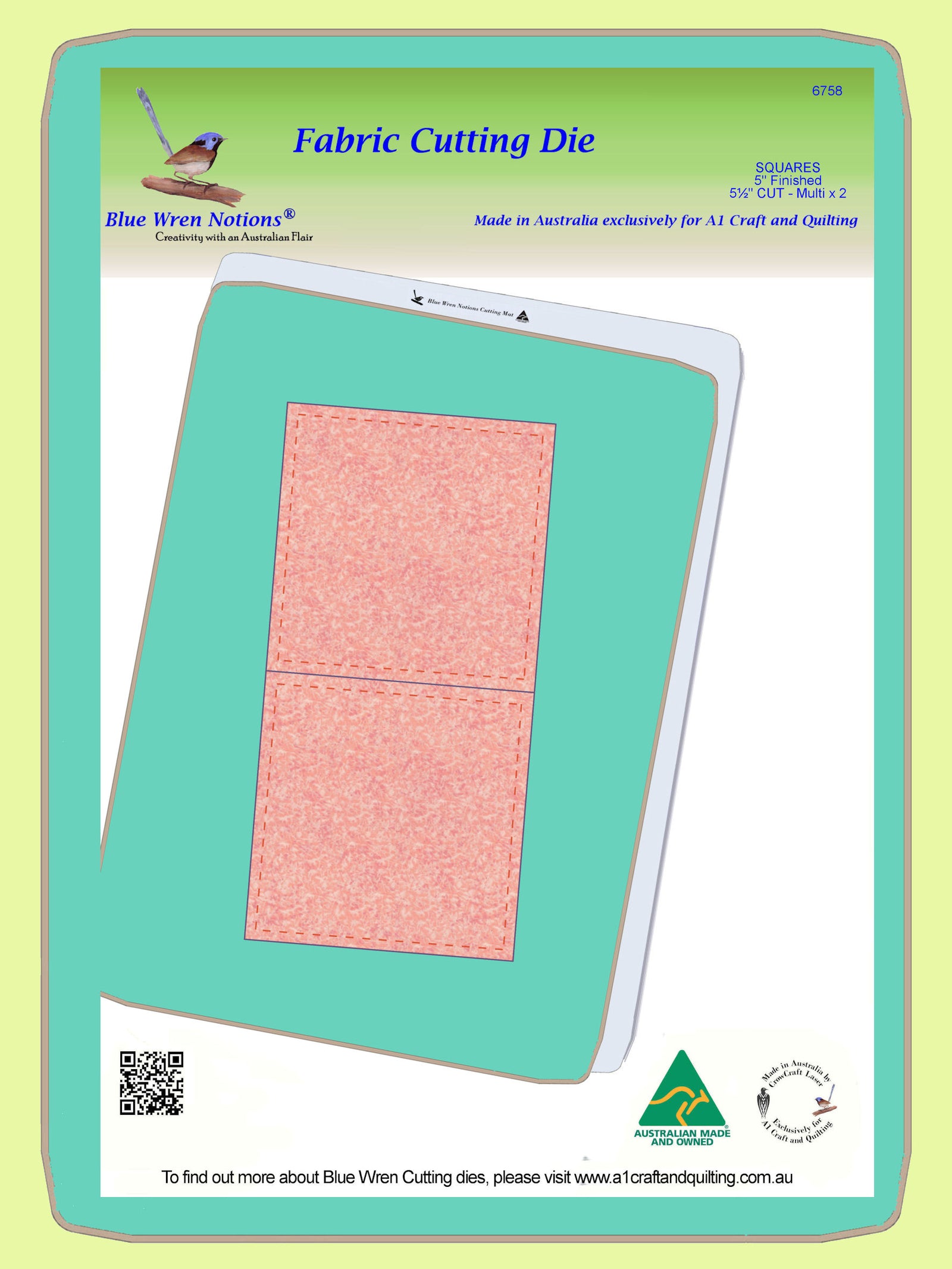 Squares 5½" cut - 5" finished, 2 on die - 6758 - Mat (2015) included.