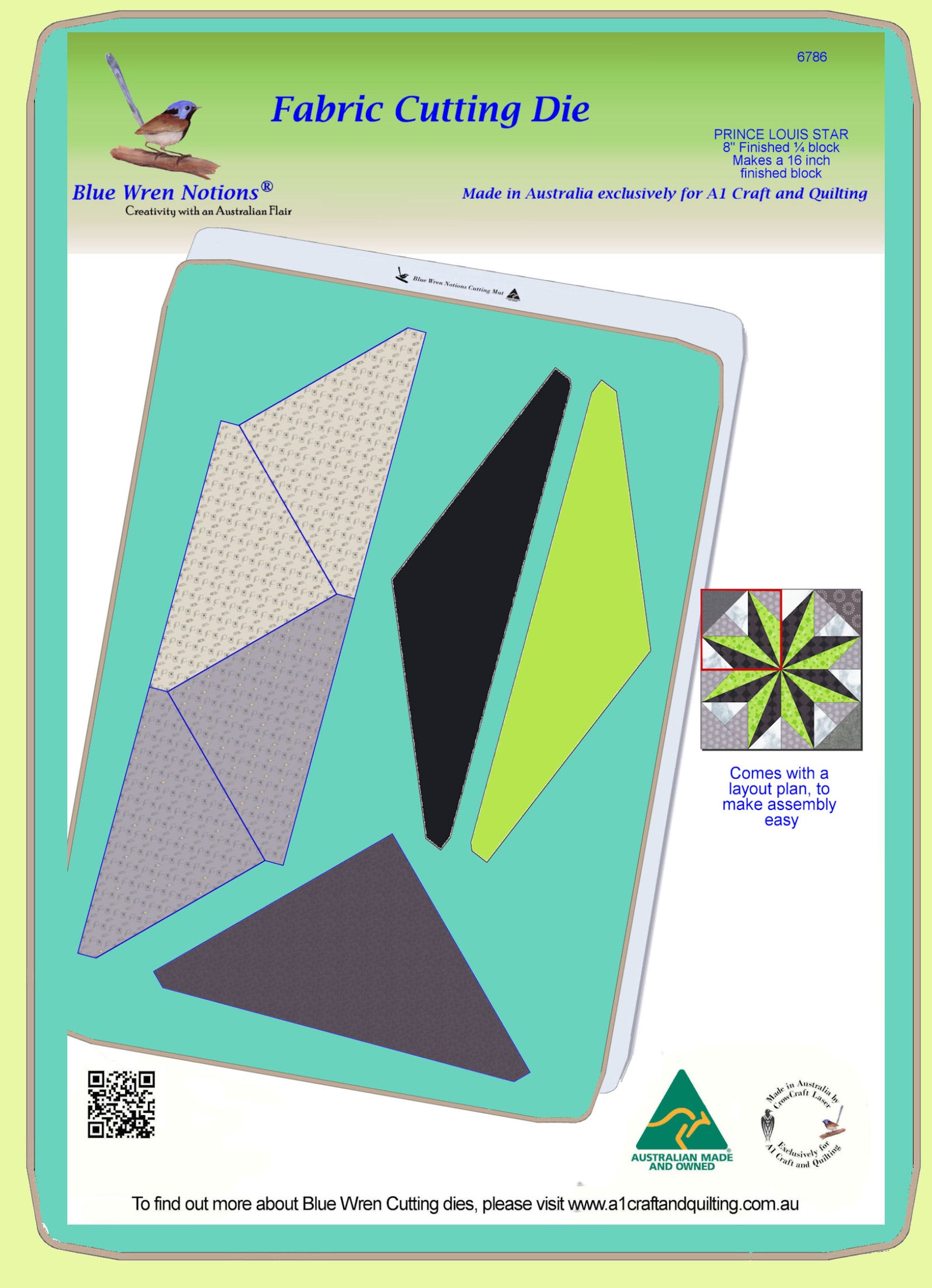 Prince Louis Star - 6786- makes a 16" block - mat and instructions included