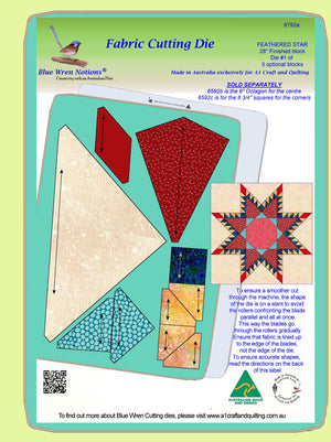 Feathered Star - 6792- makes a 28" block - pattern instructions and mat included