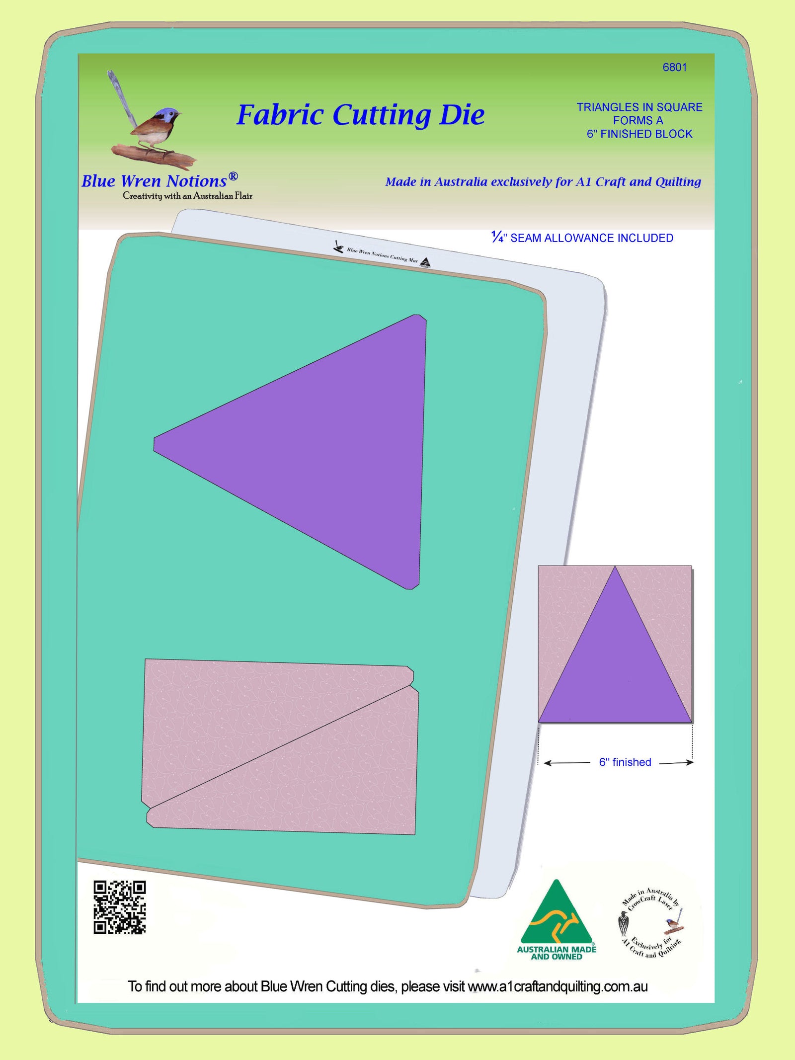 Triangles in Square - 6" finished, 6801 - Mat Included