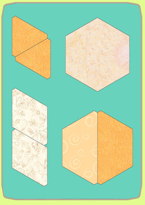 Hexagon Set 2½" finished sides, with matching half hexagons, Equilateral Triangles and 60° Diamonds - 6807 - Mat Included