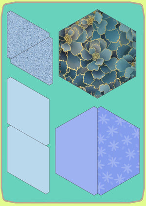 Hexagon Set 3" finished sides, with matching half hexagons, Equilateral Triangles and 60° Diamonds - 6808 - Mat Included
