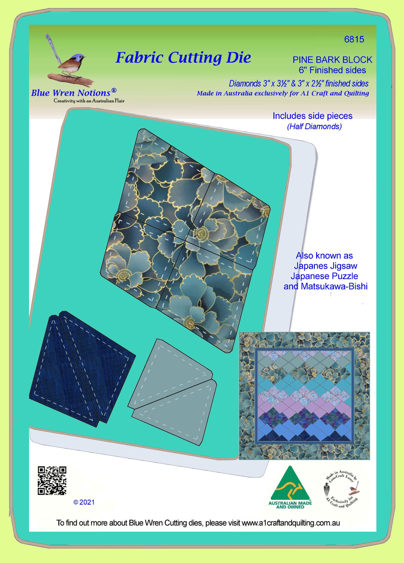 Pine Bark Block, 6" finished sides -  6815 -  mat included