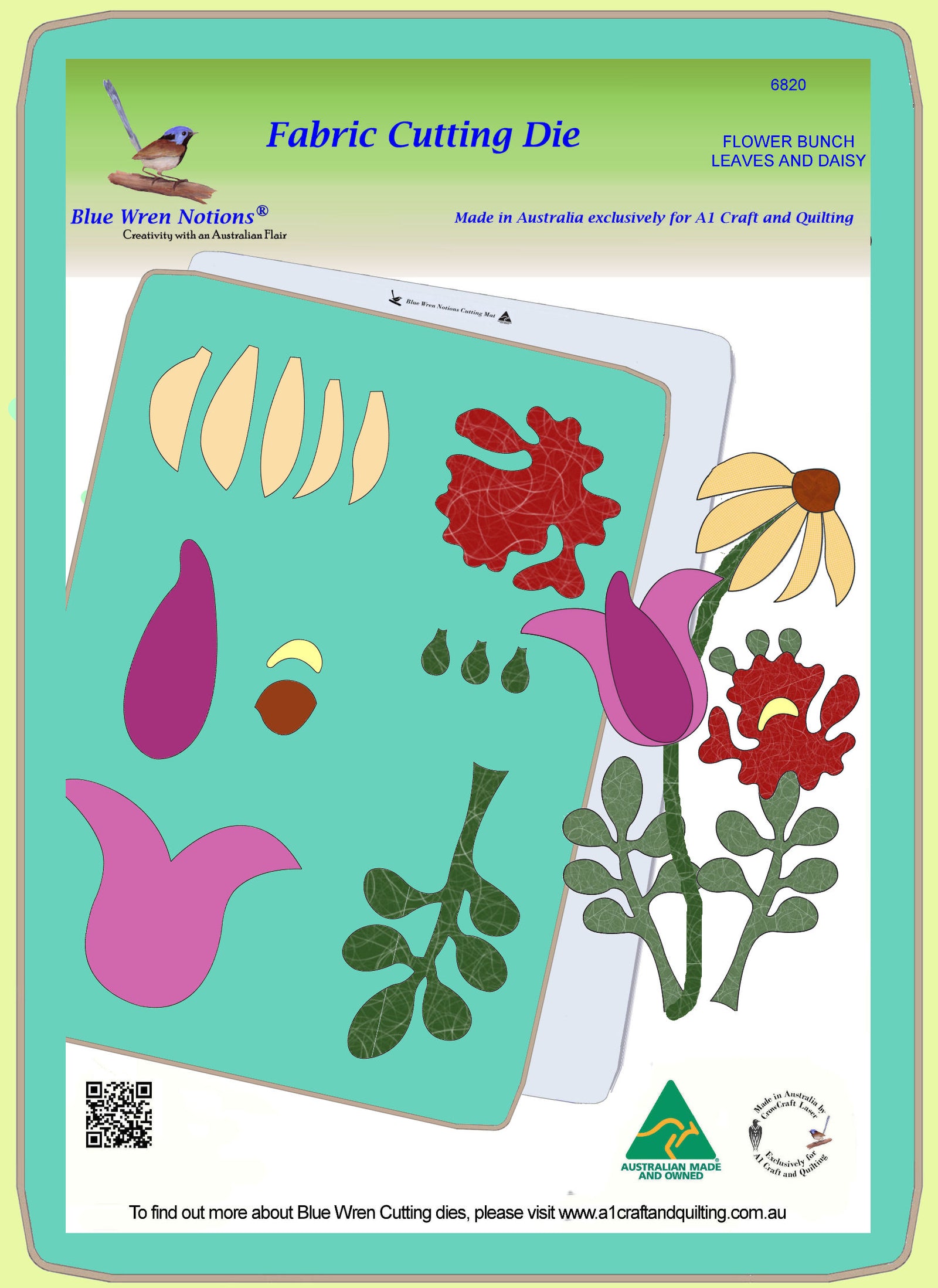 Flower Bunch, Tulip, Iris, Daisy and Leaves- 6820 -Mat Included