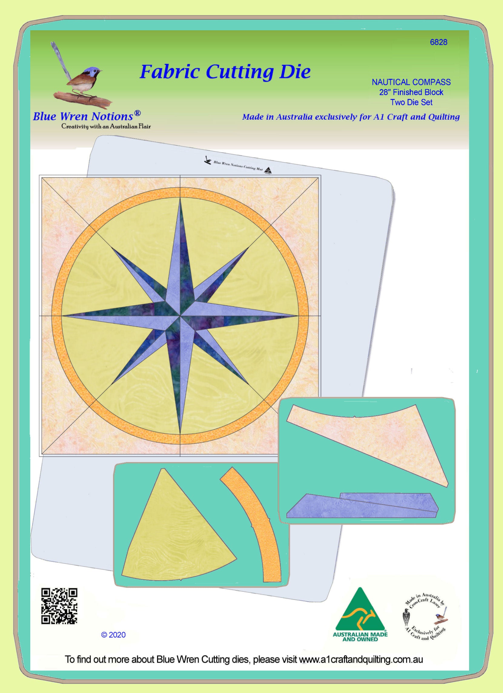Nautical Compass - 6828 - makes an 28" block - Two die Set - pattern instructions and mat included