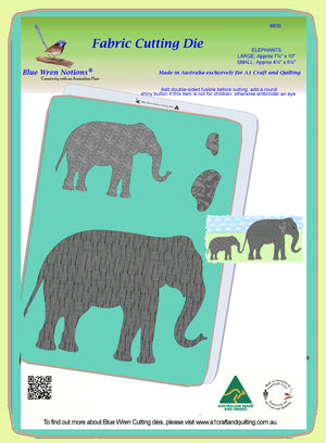 Elephants, approx 7¼" x 10" and 4¼" x 6¼" - 6830 - Mat included