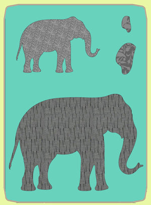 Elephants, approx 7¼" x 10" and 4¼" x 6¼" - 6830 - Mat included