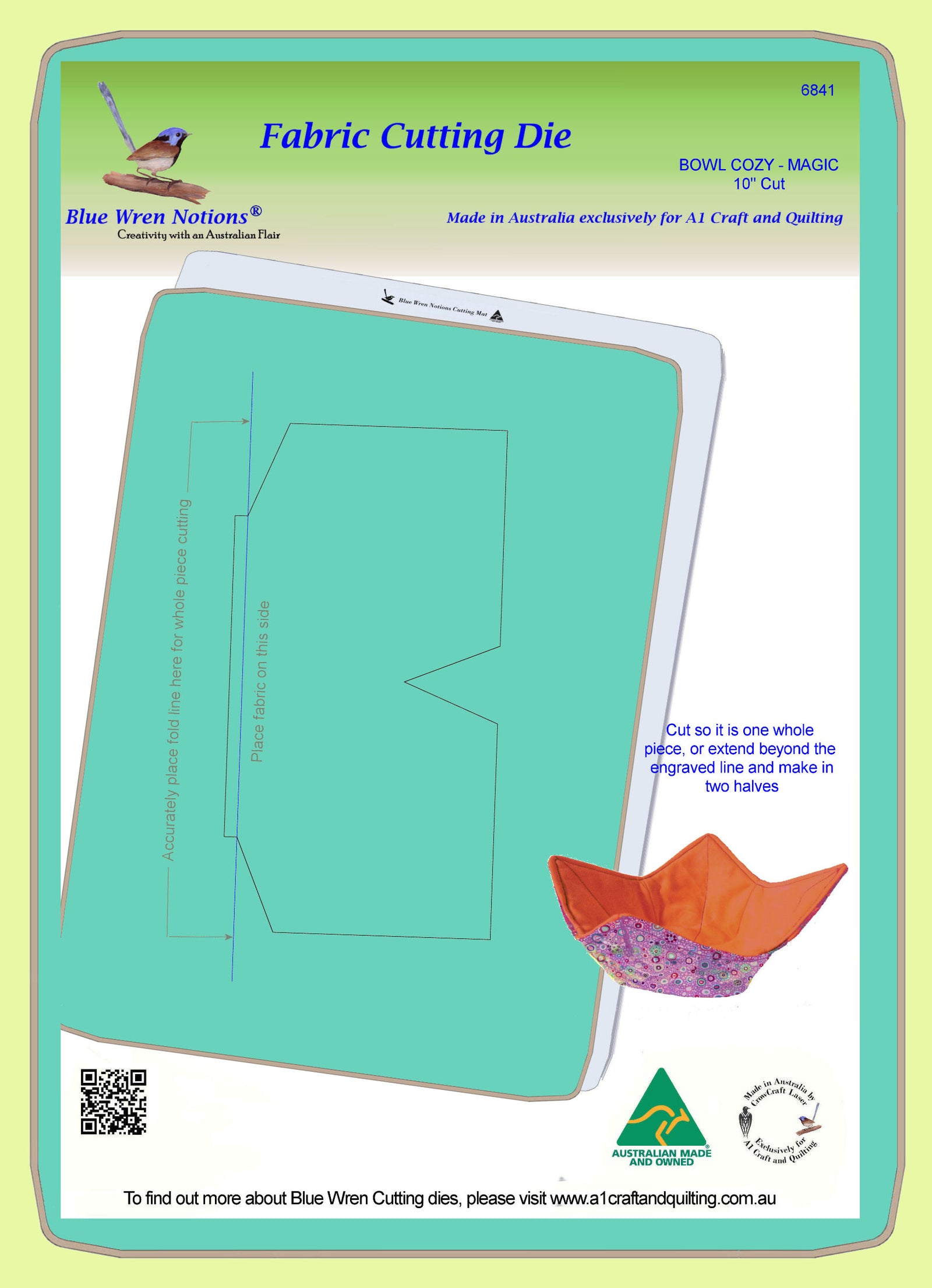 Bowl Cozy "Magic Series" Cut... 10" cut square with darts on sides - 6841 - pattern and mat included