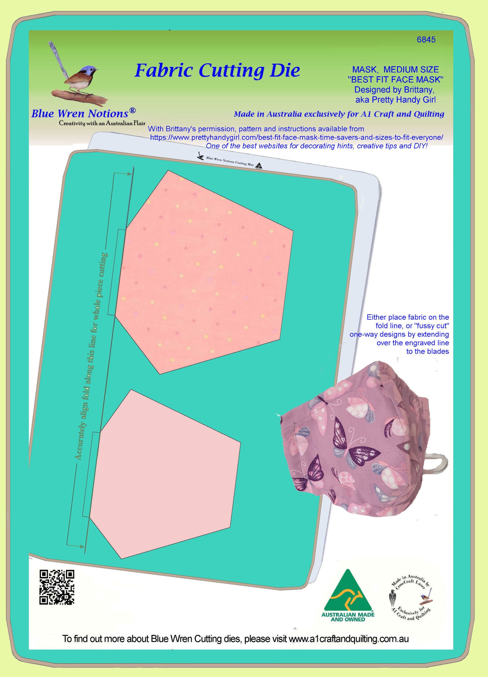 Mask, Medium - Best fit Face Mask, made with permission - 6845 - Mat included