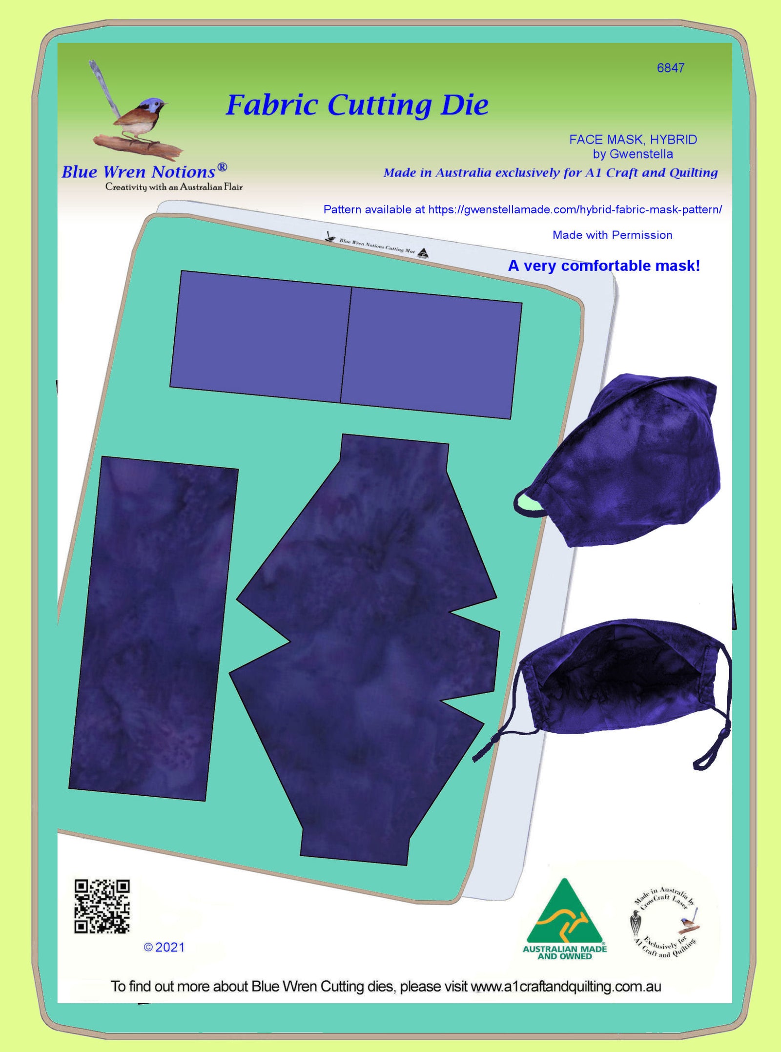 Hybrid Face Mask, by Gwenstella - Adult - made with permission - 6847 - Mat included