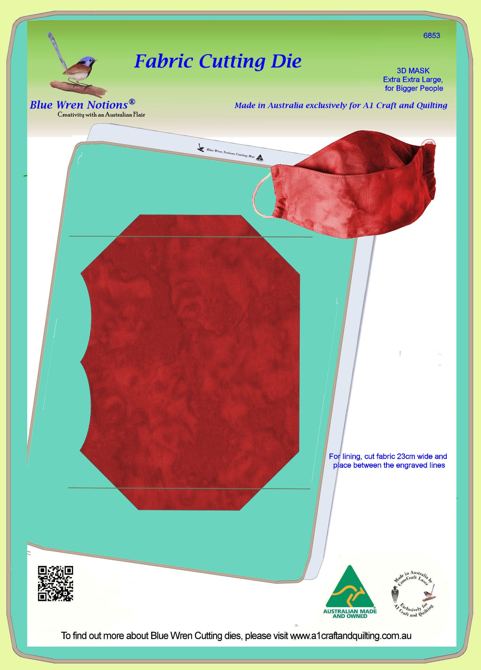 Mask,Extra Extra Large (For Bigger People) 3D contoured Face Mask, made with permission - 6853 - Mat included