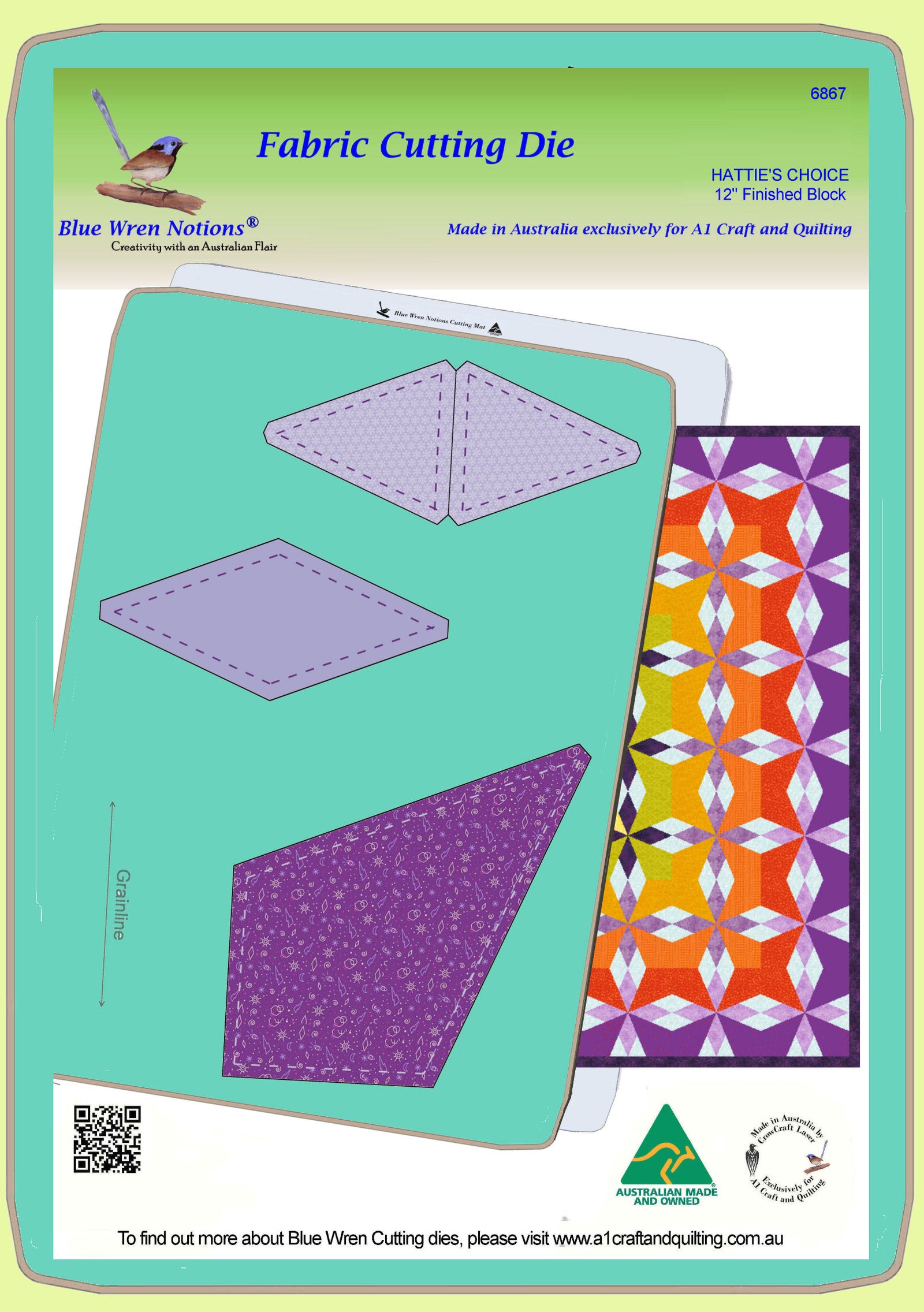 Hattie's Choice - 6867 - makes a 12" finished block - Pattern, and mat included