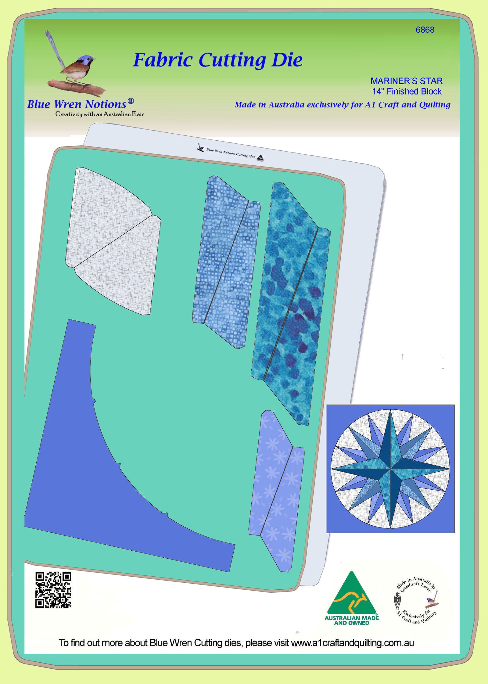 Mariner's Star - 6868 - makes a 14" block - pattern instructions and mat included