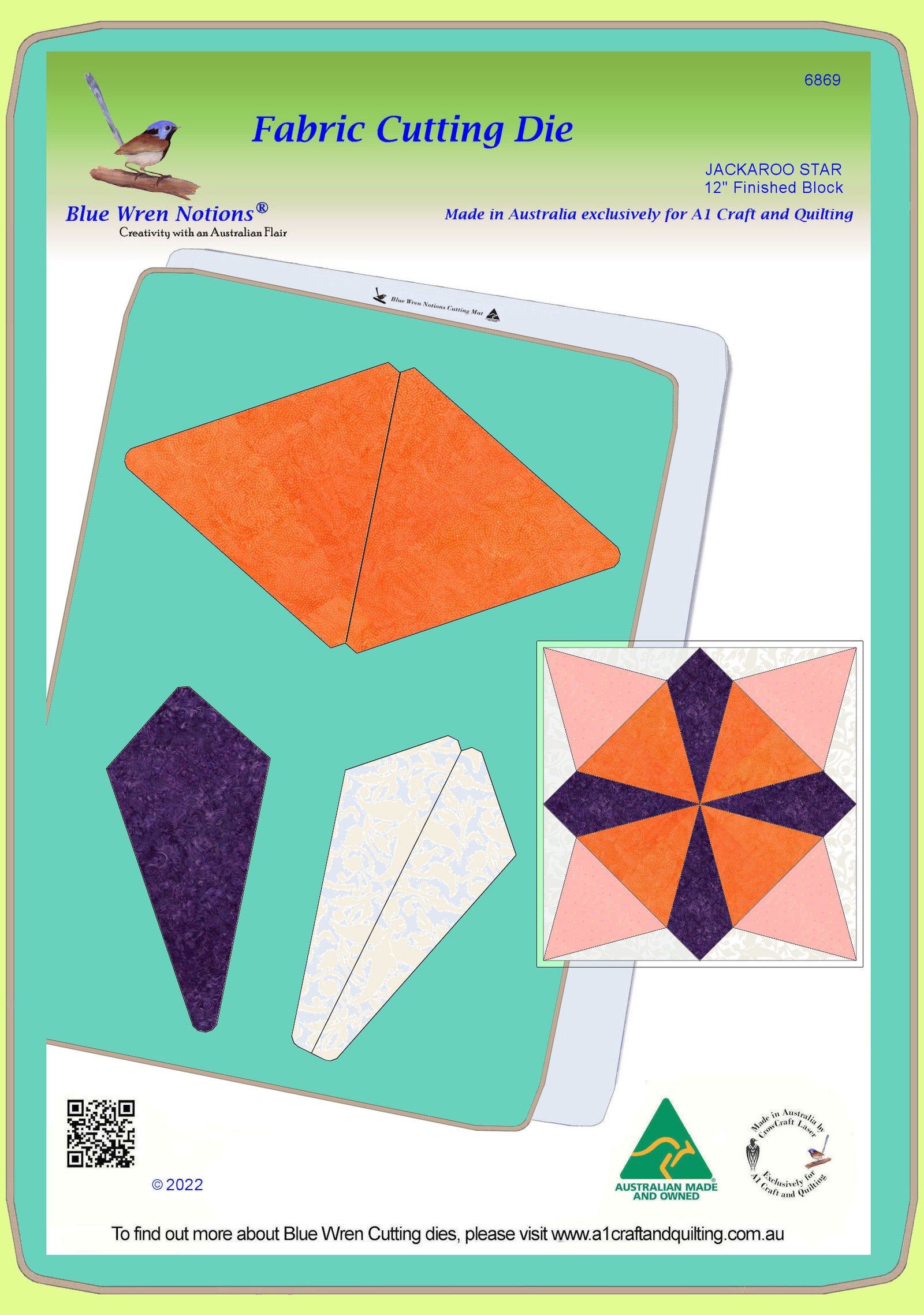 Jackaroo Star 12" finished block- 6869 -  mat included