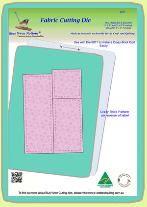 Rectangle 9½x 3½,(9"x 3"fin) 6½ x 3½" (6" x 3" fin)  and Square 3½" x 3½" cut (3" x 3" finished) - 6870 - Mat and Pattern included