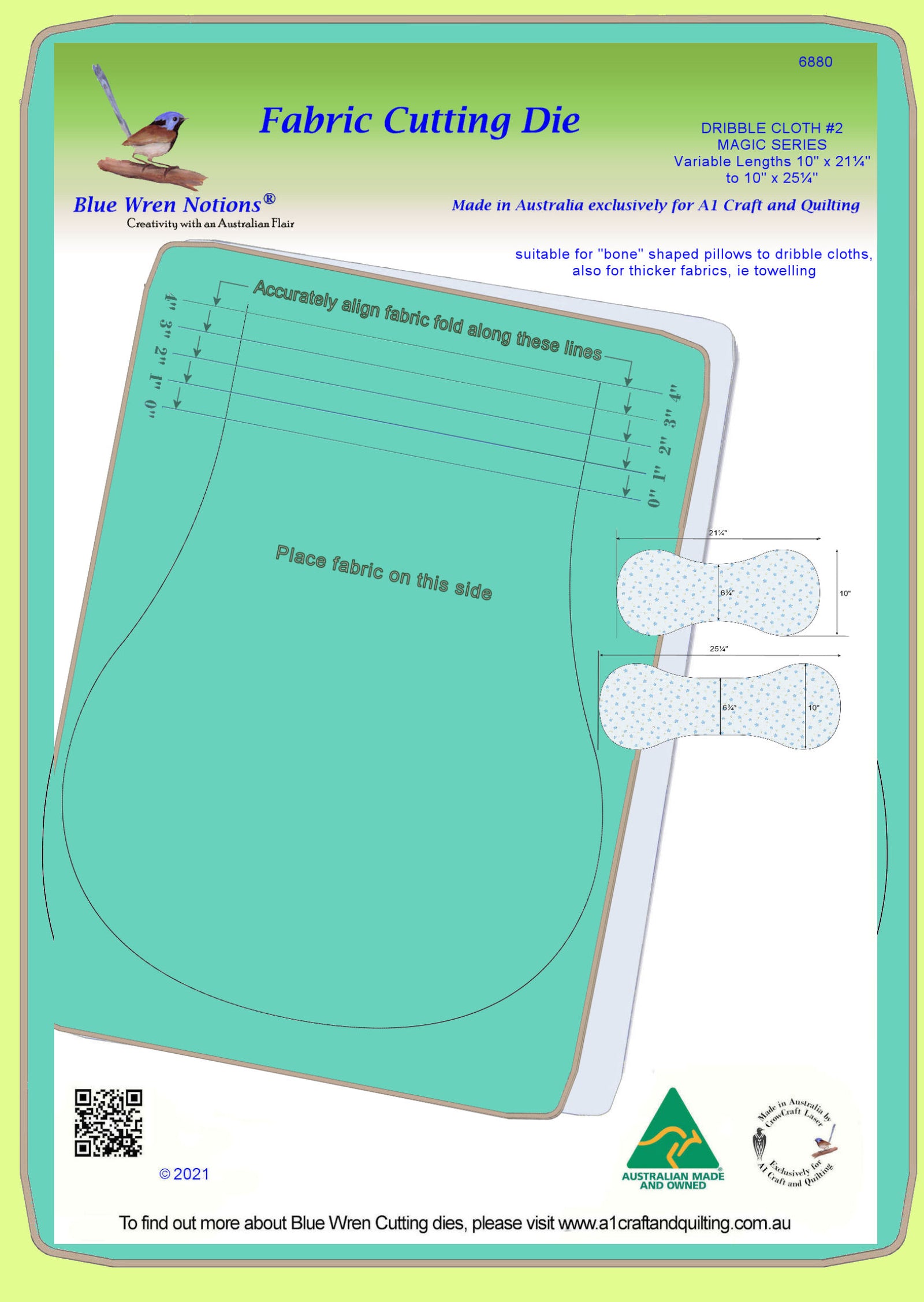 Dribble Cloth#2 Variable Length 10"W x 21¼ to 25¼" long, Magic Series -6880 - Mat included