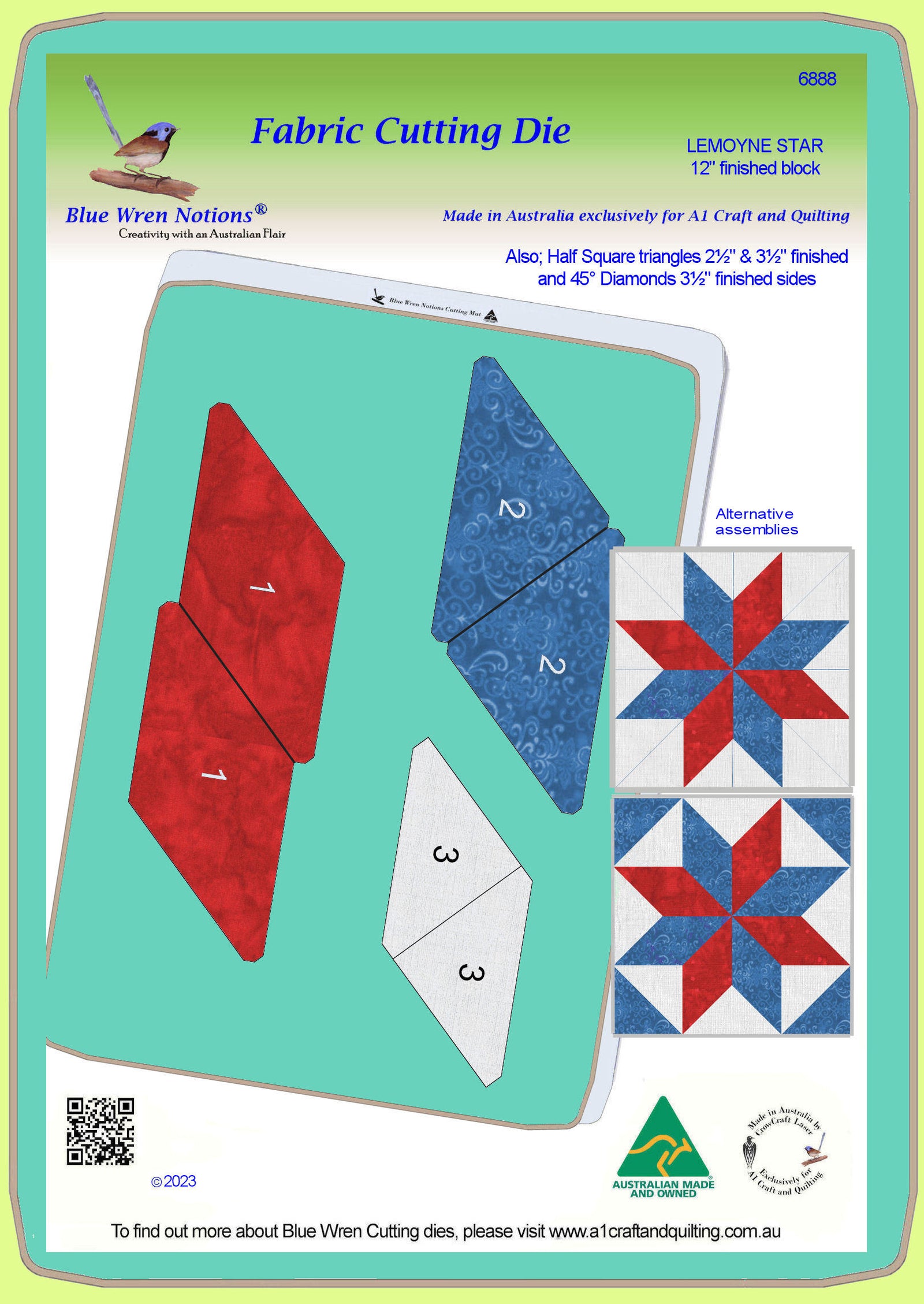 Le Moyne Star - 6888- makes a 12" finished block - mat included