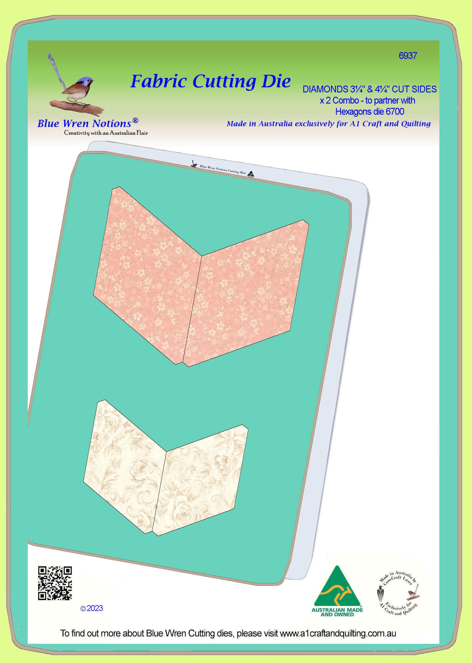 DIAMONDS 3¼ " x 4¼ " cut sides x 2 to partner with Hexagons die 6700 -  6937 -  mat included