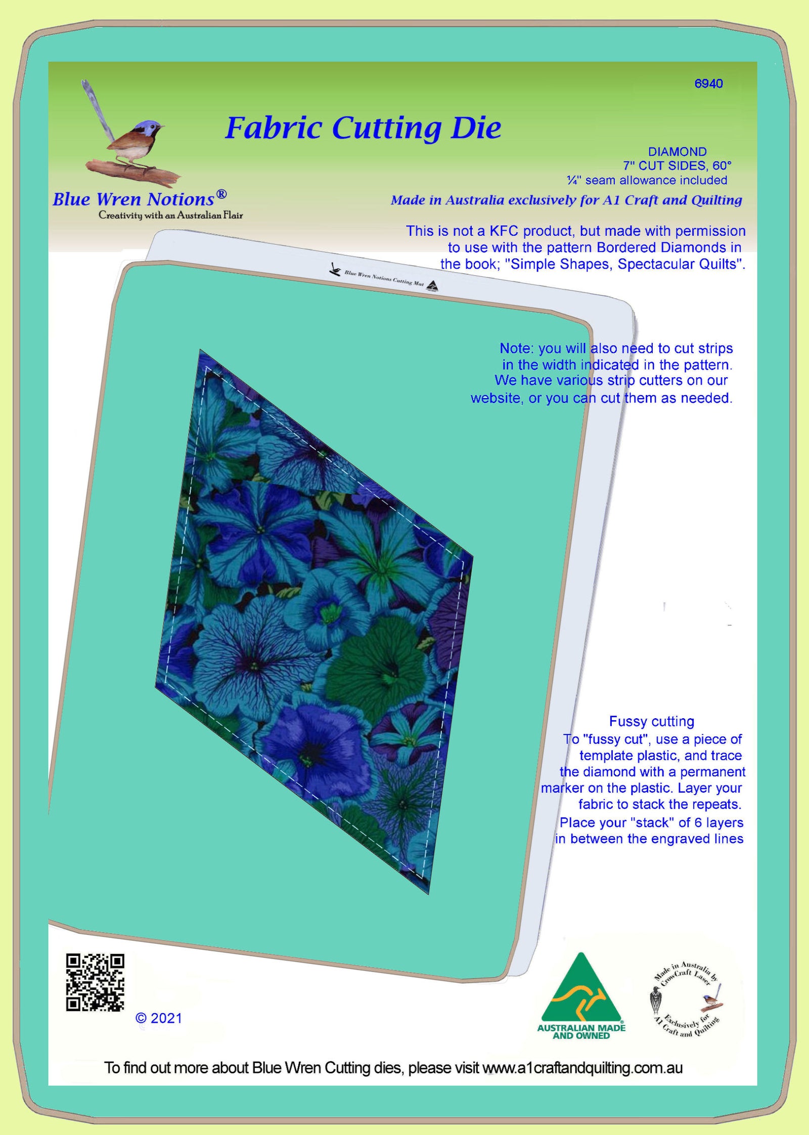 Diamond 60° - 7½" cut sides  - 6940 - mat included