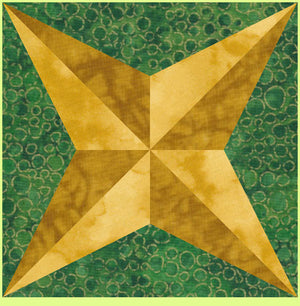 Four Point Star, 3D  - 6956  (8" finished quarter block, 16" finished block) - Mat included