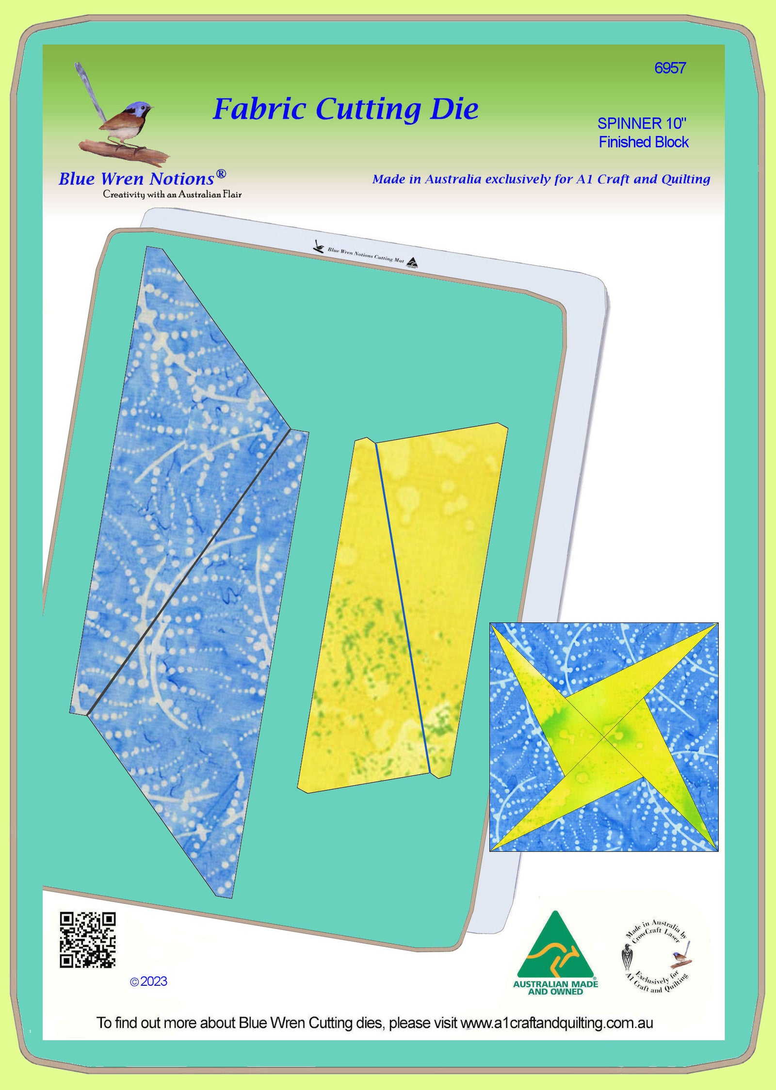 Spinner - 10" finished block - 6957 - Mat and instructions included