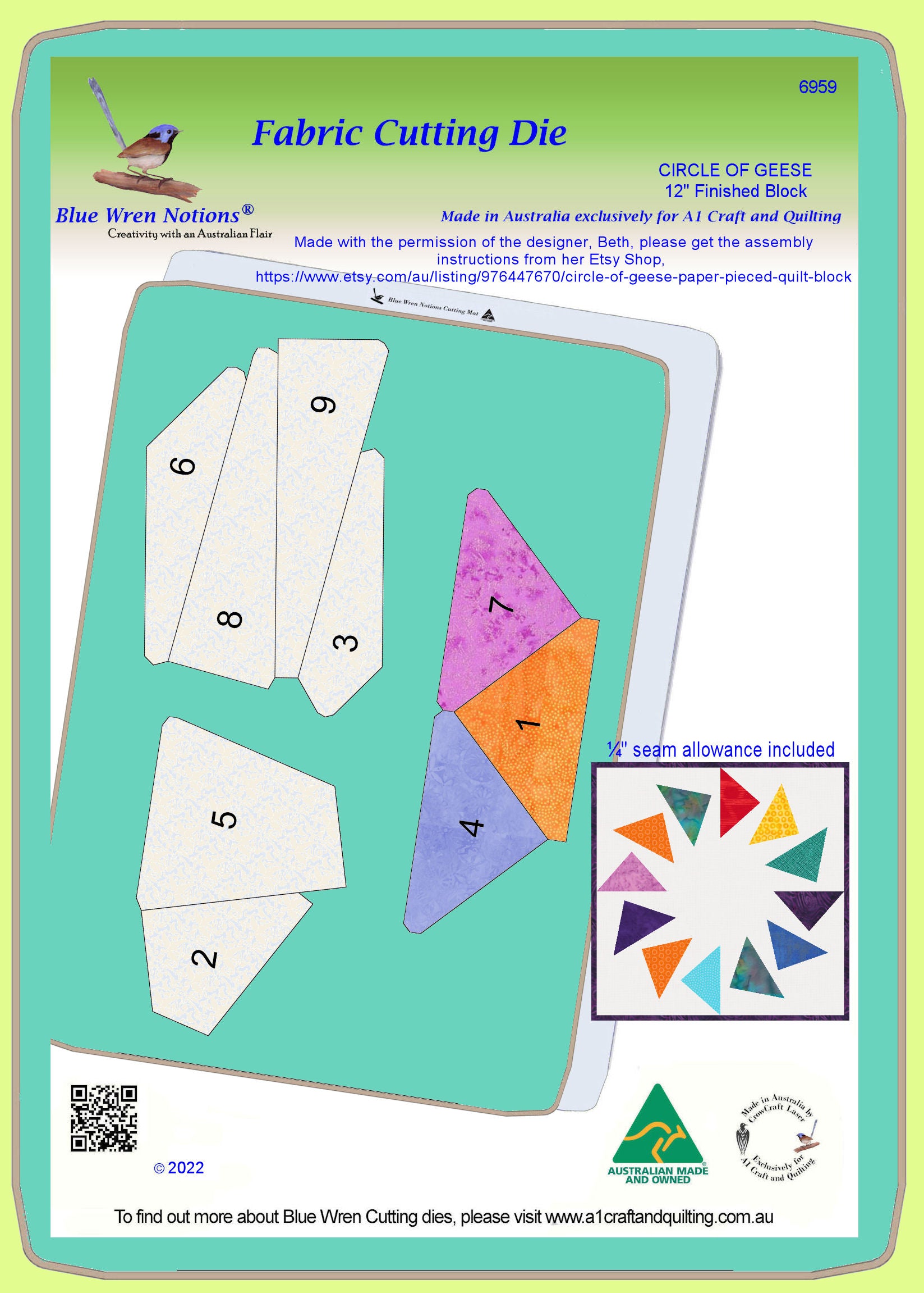 Circle of Geese - use "Piece by Numbers" pattern - 6959 - includes cutting mat