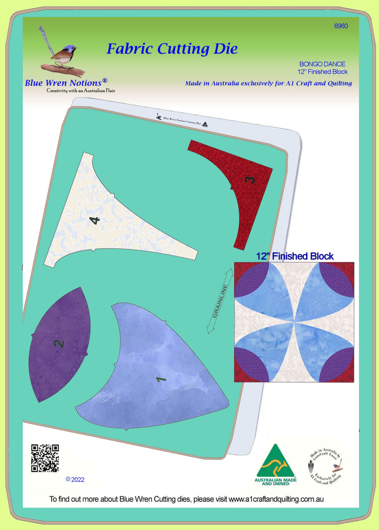 Bongo Dance - 12" finished block,  - 6960   -  Mat included