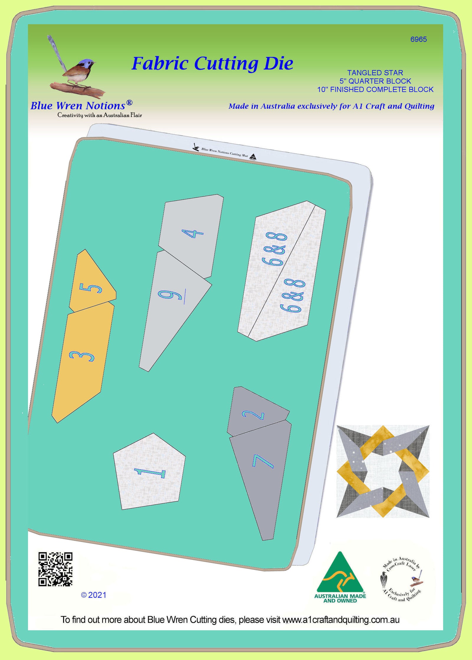 Tangled Star - 6965 - makes a 10" block - mat included