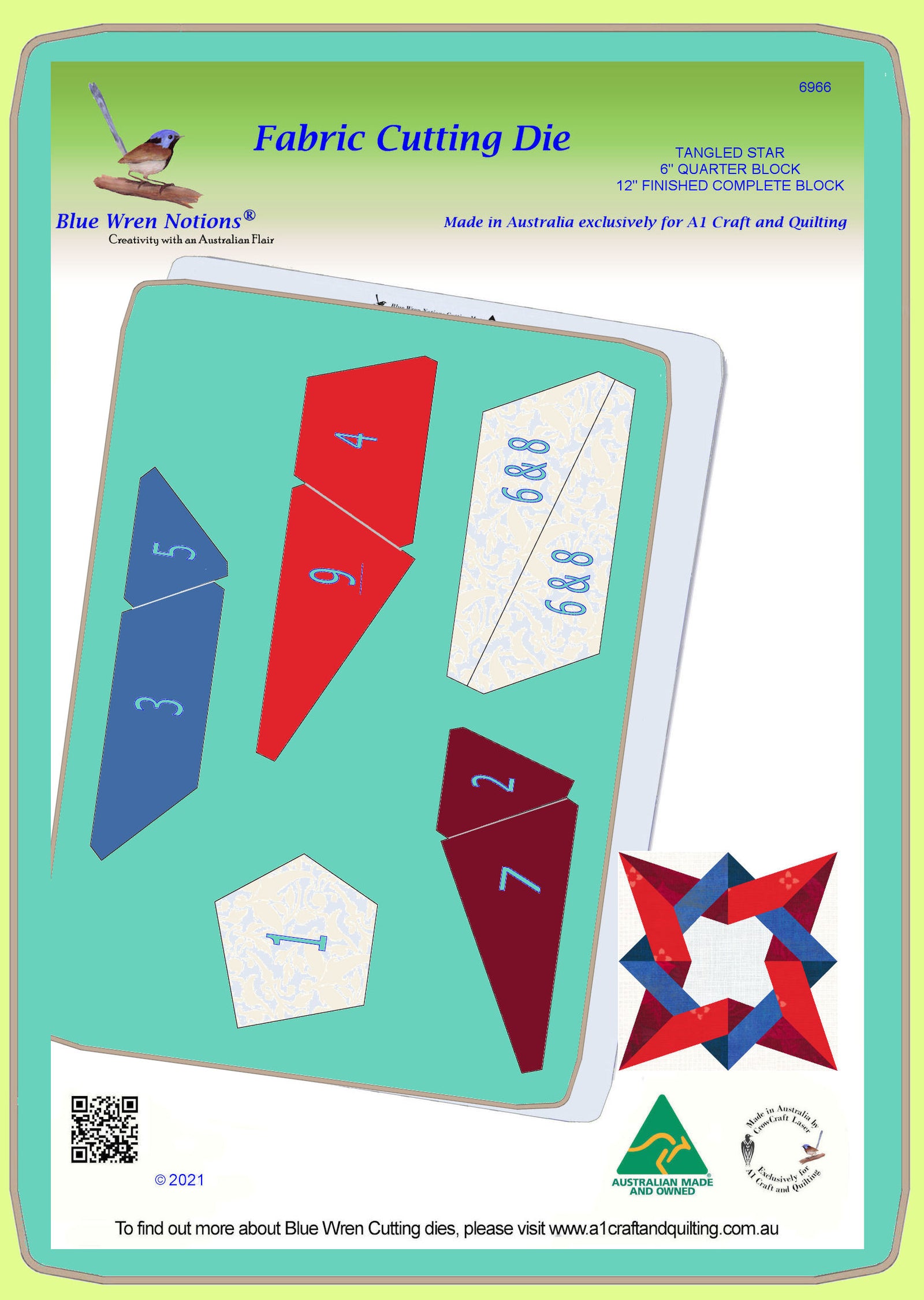 Tangled Star - 6966 - makes a 12" block - mat included