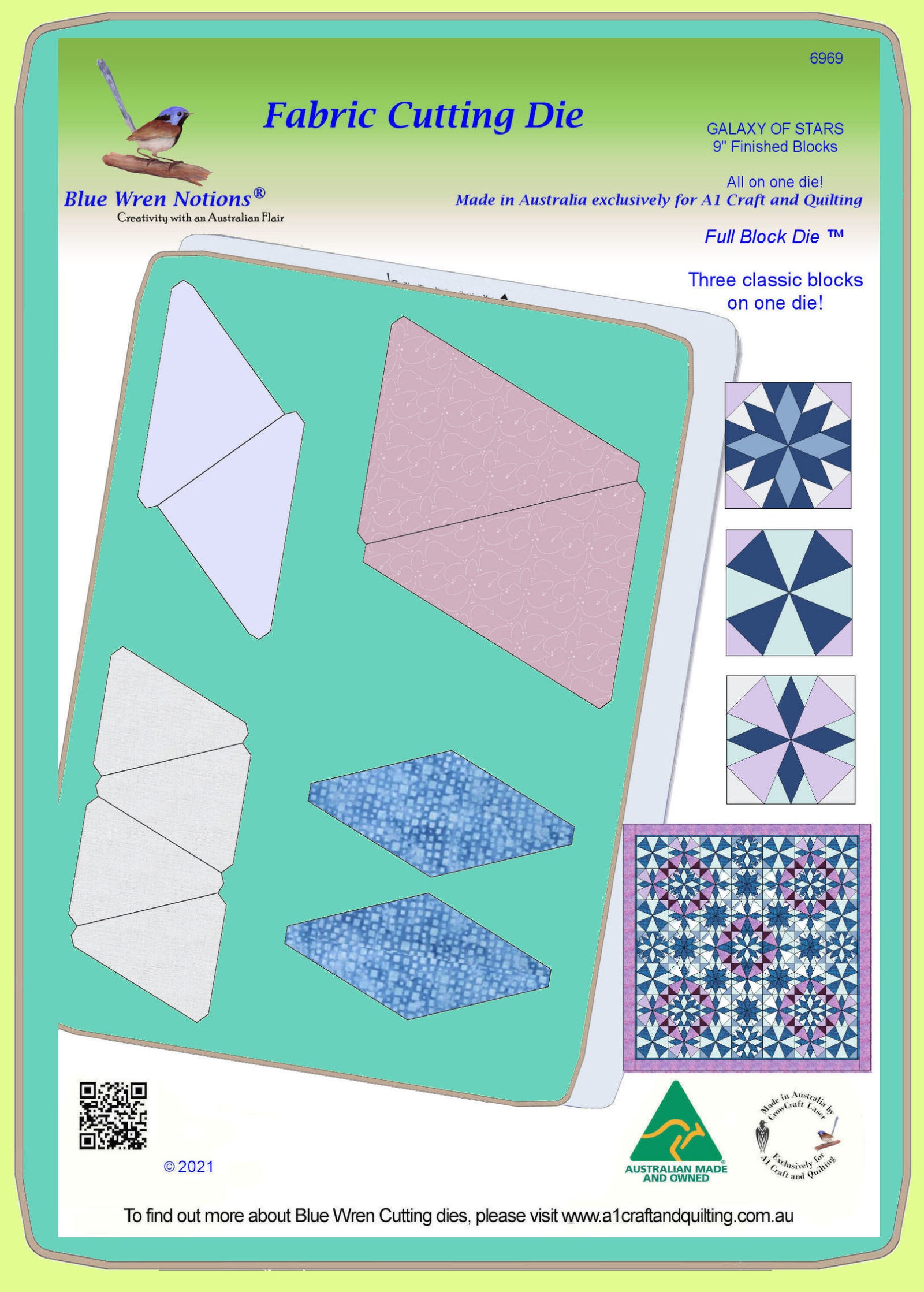 Galaxy of Stars, 9" finished Block - 3 Classic Blocks on one die - 6969   -  Mat included