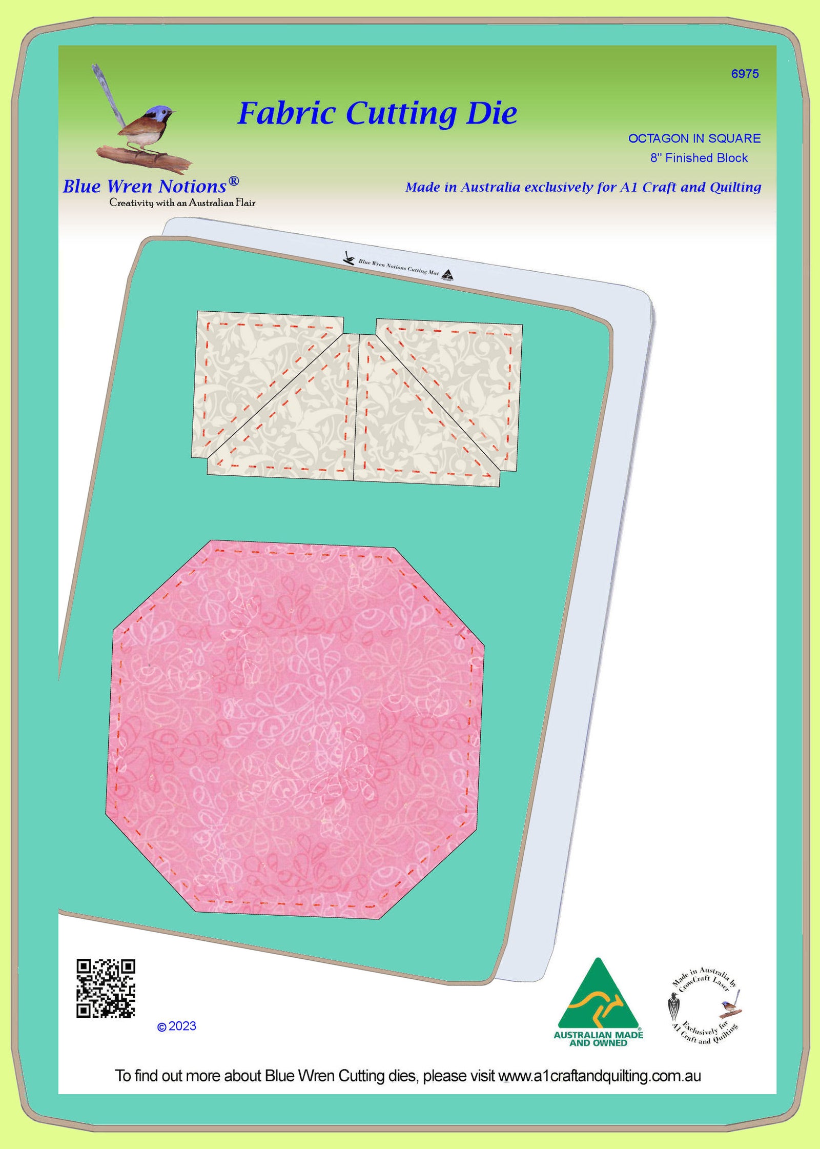 Octagon in Square (Snowball) - 8" Finished - 6975 - Mat Included