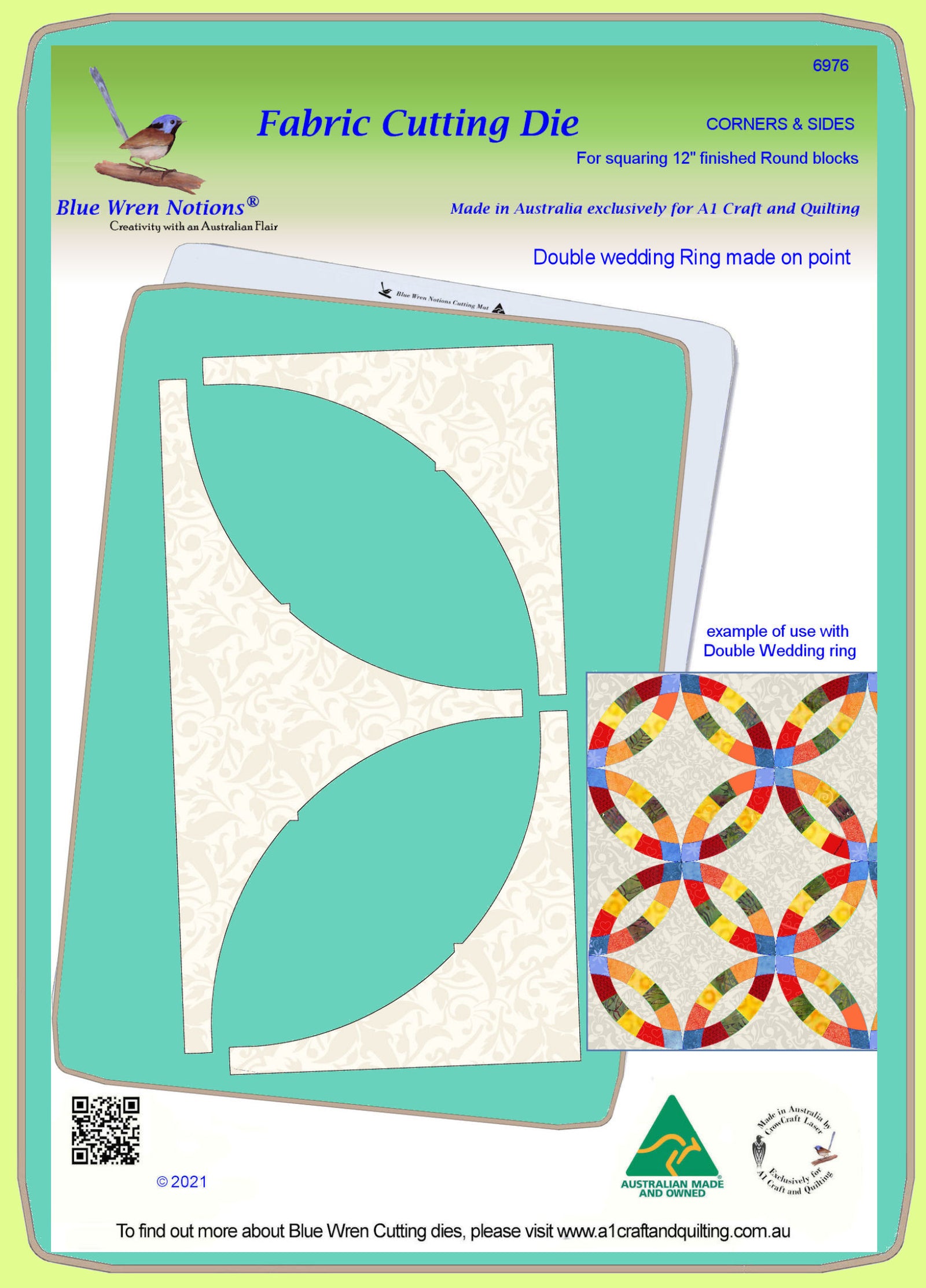 Corners and Sides for squaring 12" finished round Block 6976 - Mat (2015) included.