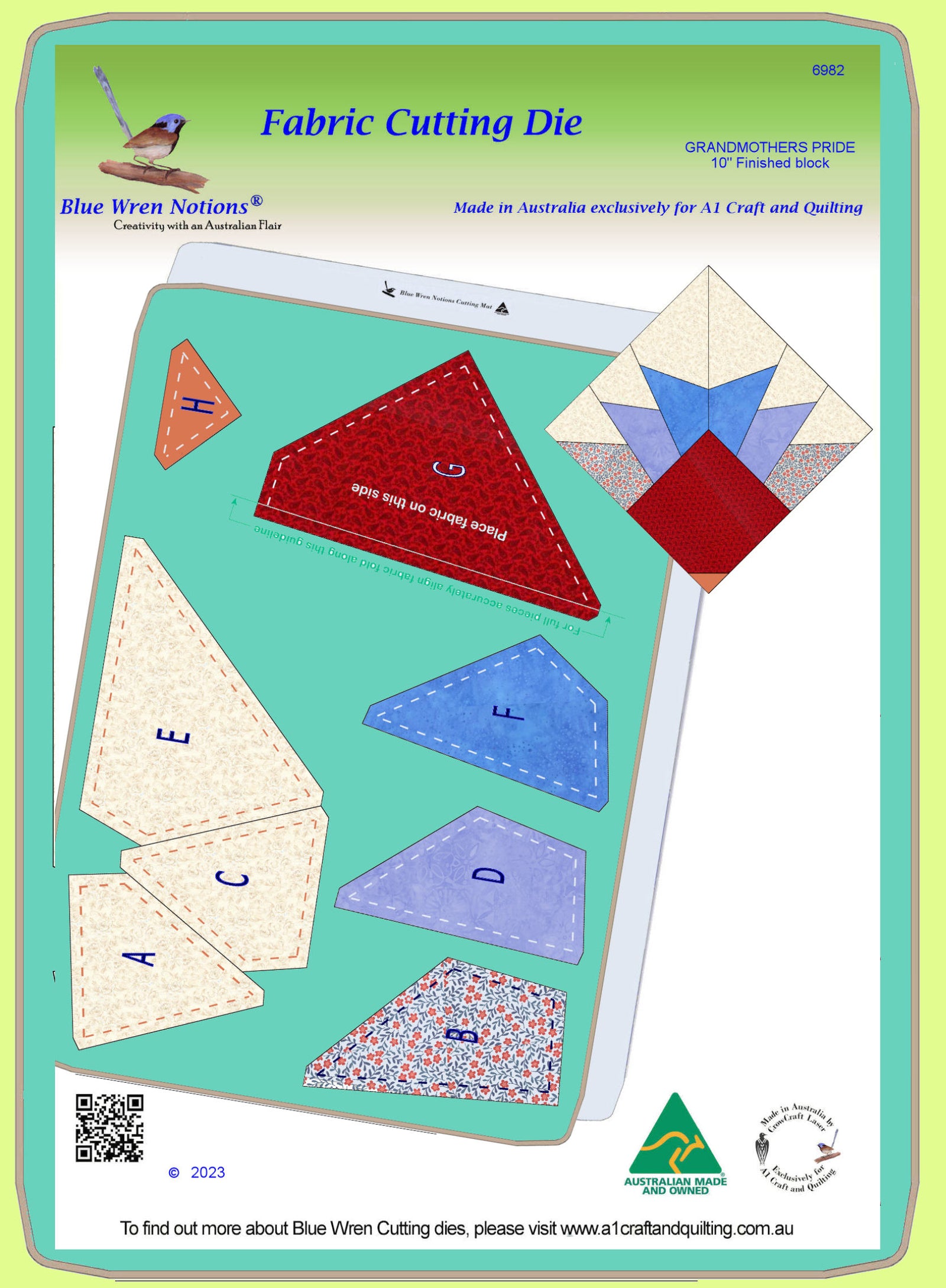 Grandmother's Pride -10" finished block - 6982 - mat included