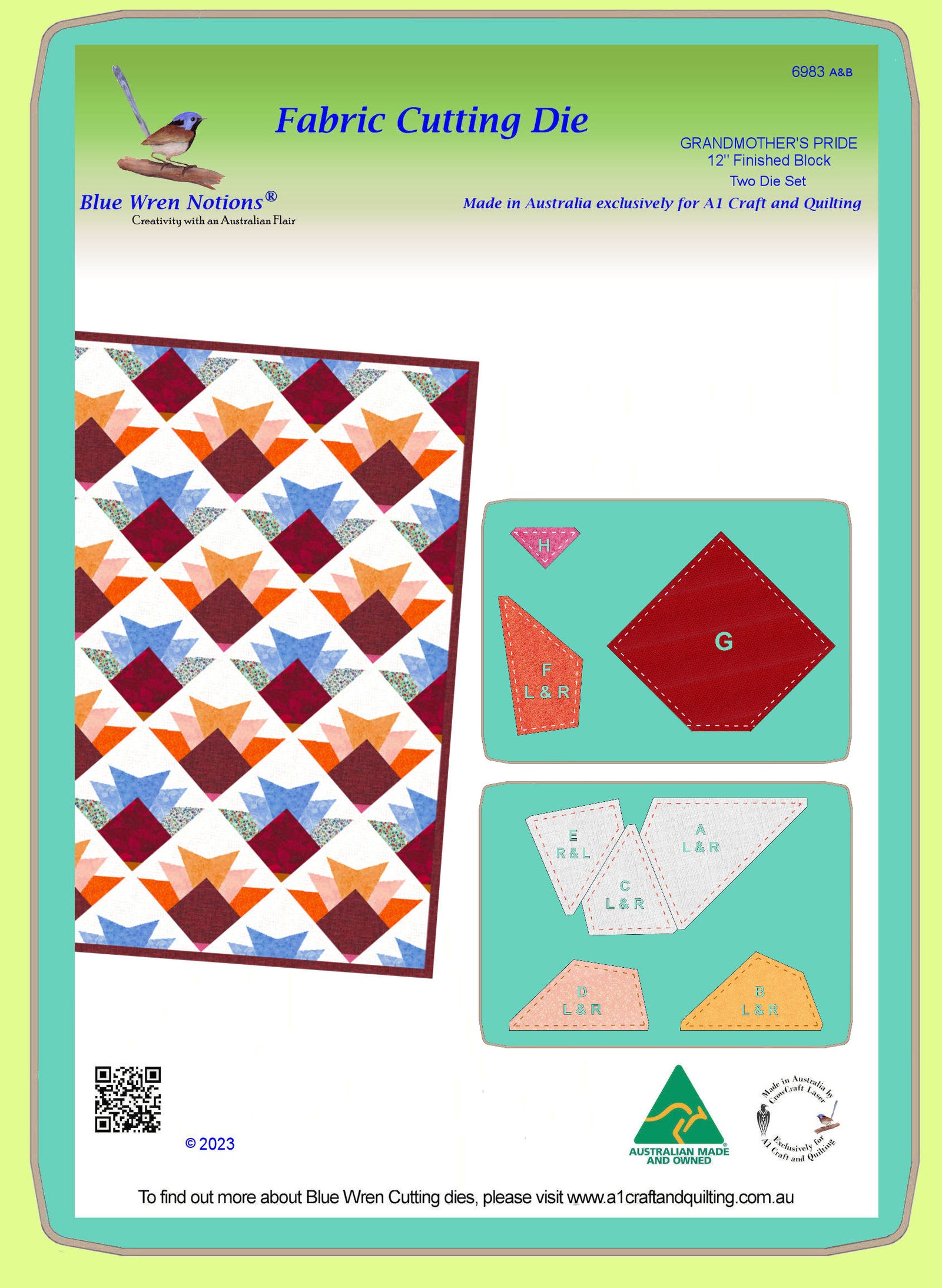 Grandmother's Pride - 2 die set - 12" finished block - 6983 (A and B) - mat included