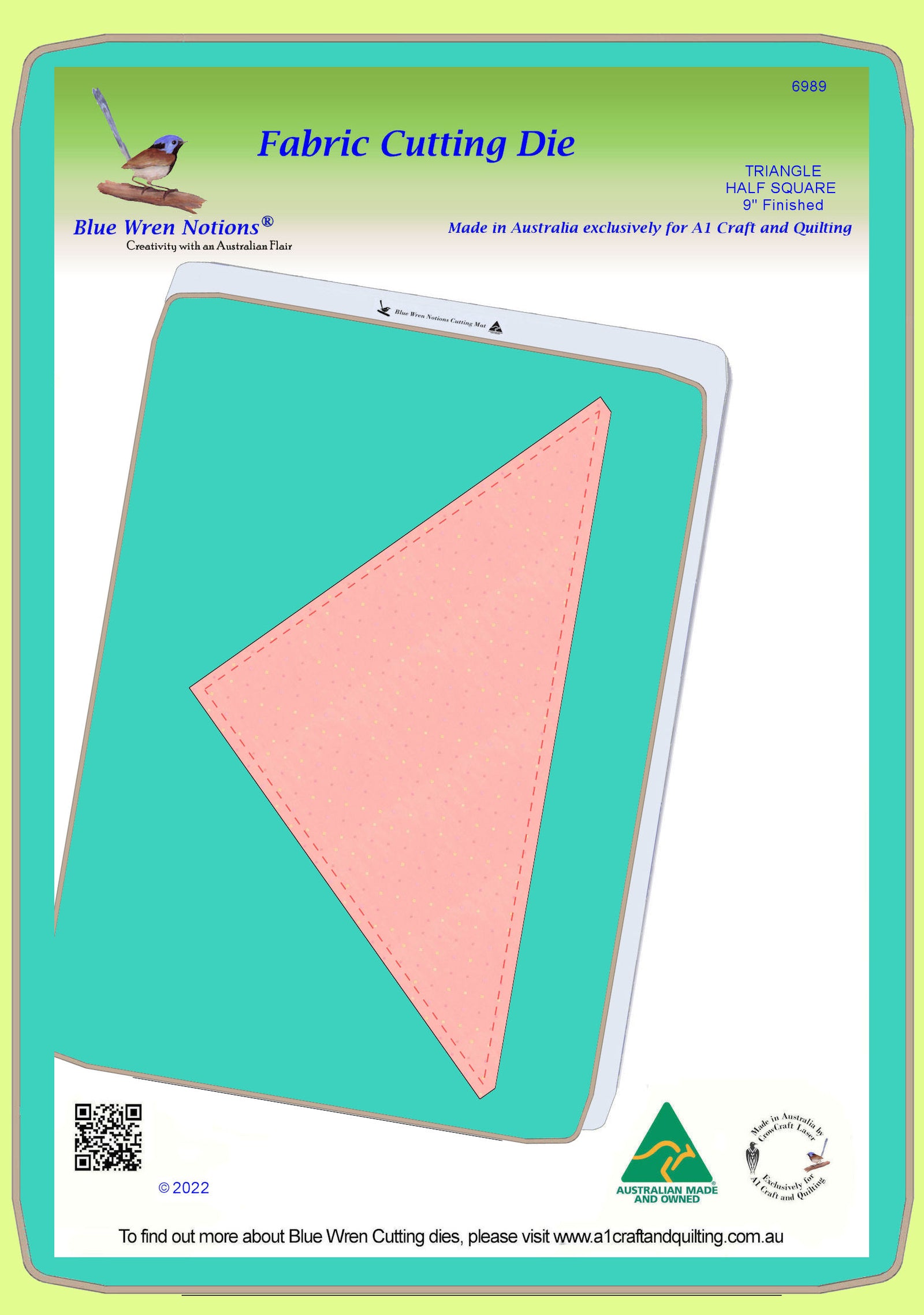 Triangle, Half Square  9" finished block - 6989 - mat included