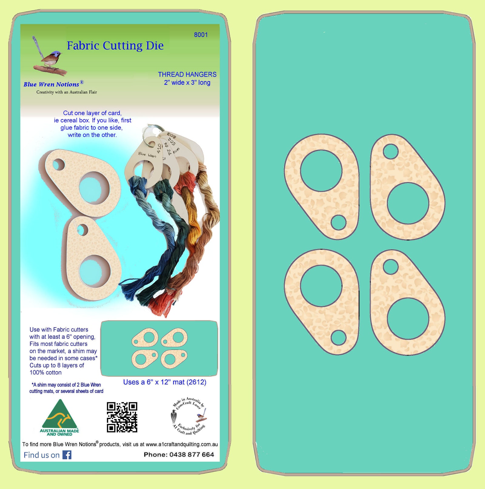 Thread Hangers, 3" long, 2" wide - Paper cutting - 8001 -mat included