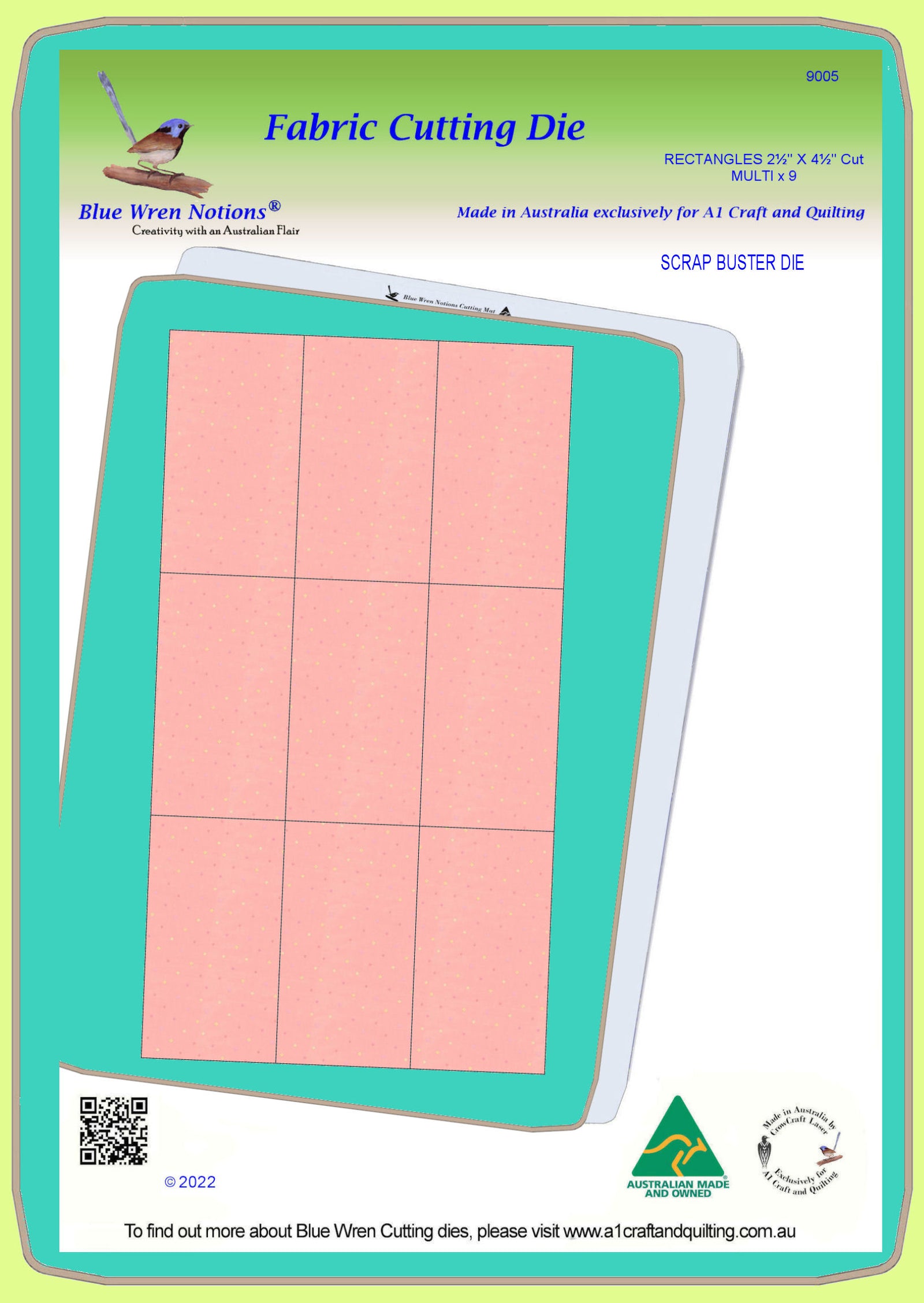 Rectangles, 2½" x 4½" cut Multi x 9 - 9005, -  mat included