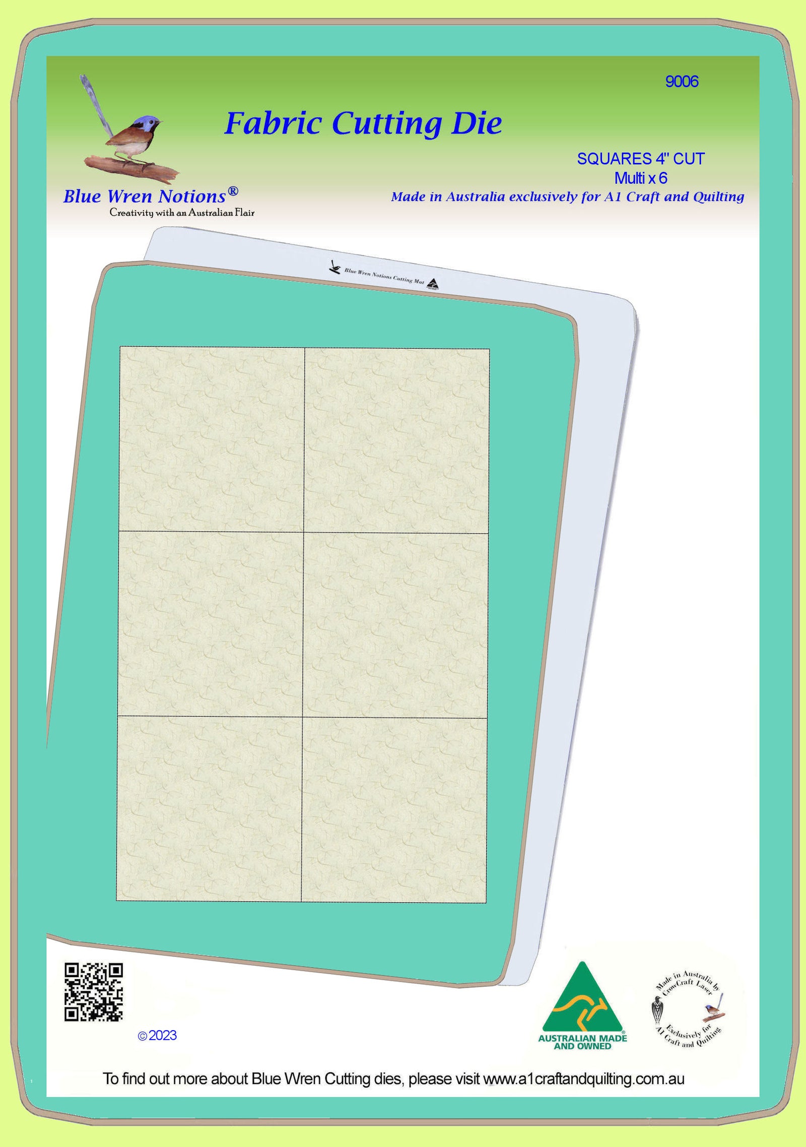 Squares 4" cut, 3½" finished cut - Multi x 6 - 9006 -  mat included
