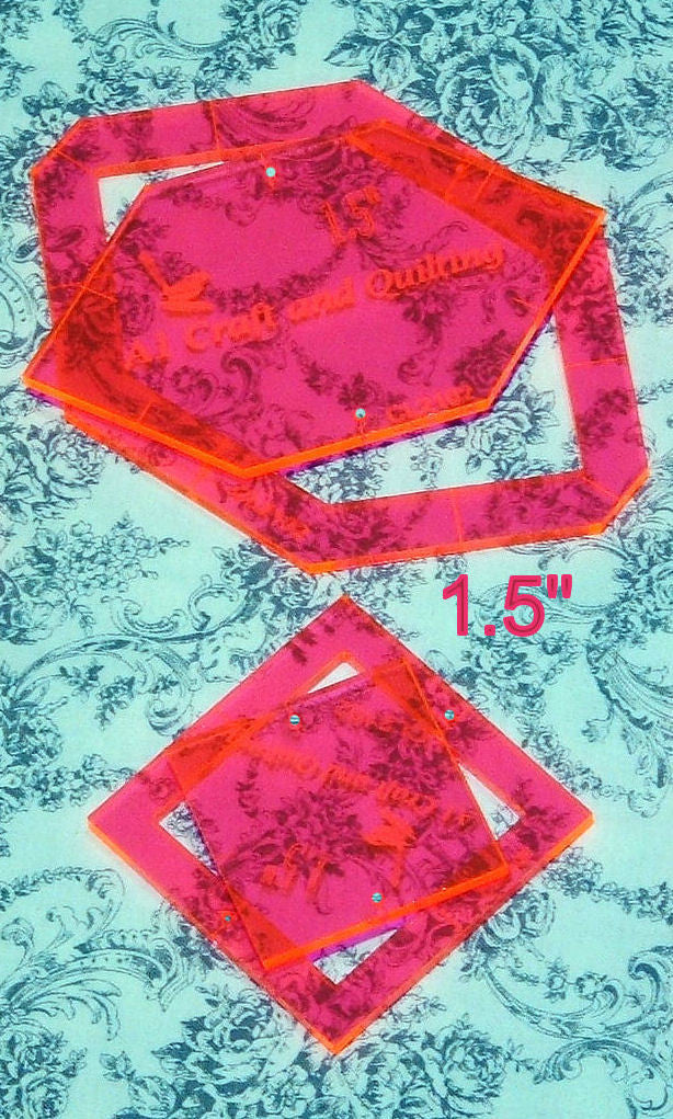 Patchwork of the Crosses, Elongated Hexagon 1 1/2" square and surrounding fabric template