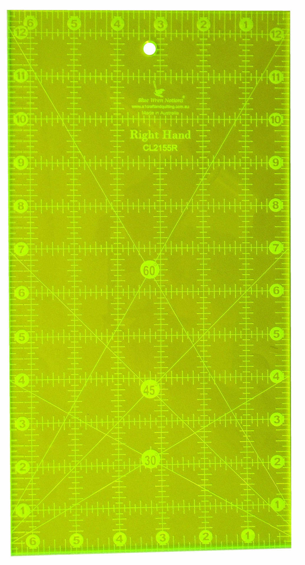 Ruler Quilting left or right handed 6 1 2 x 12 1 2 with degrees A1 Craft and Quilting Australia