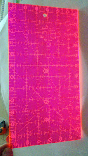 Ruler, Quilting - left or right handed -  6 1/2" x 12 1/2" with degrees marked