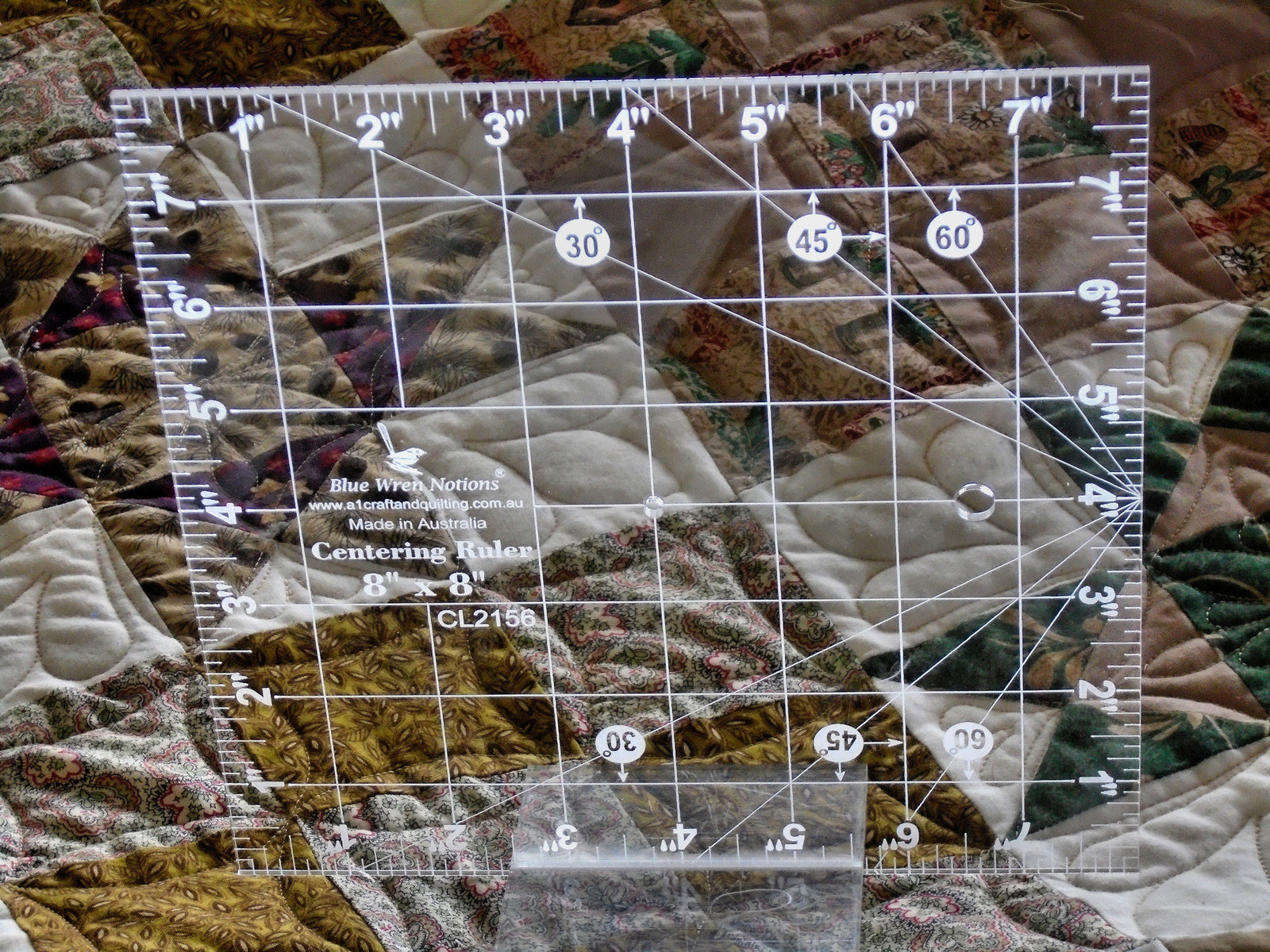 Ruler, Centering for quilters and embroiders  8" x 8" with degrees marked